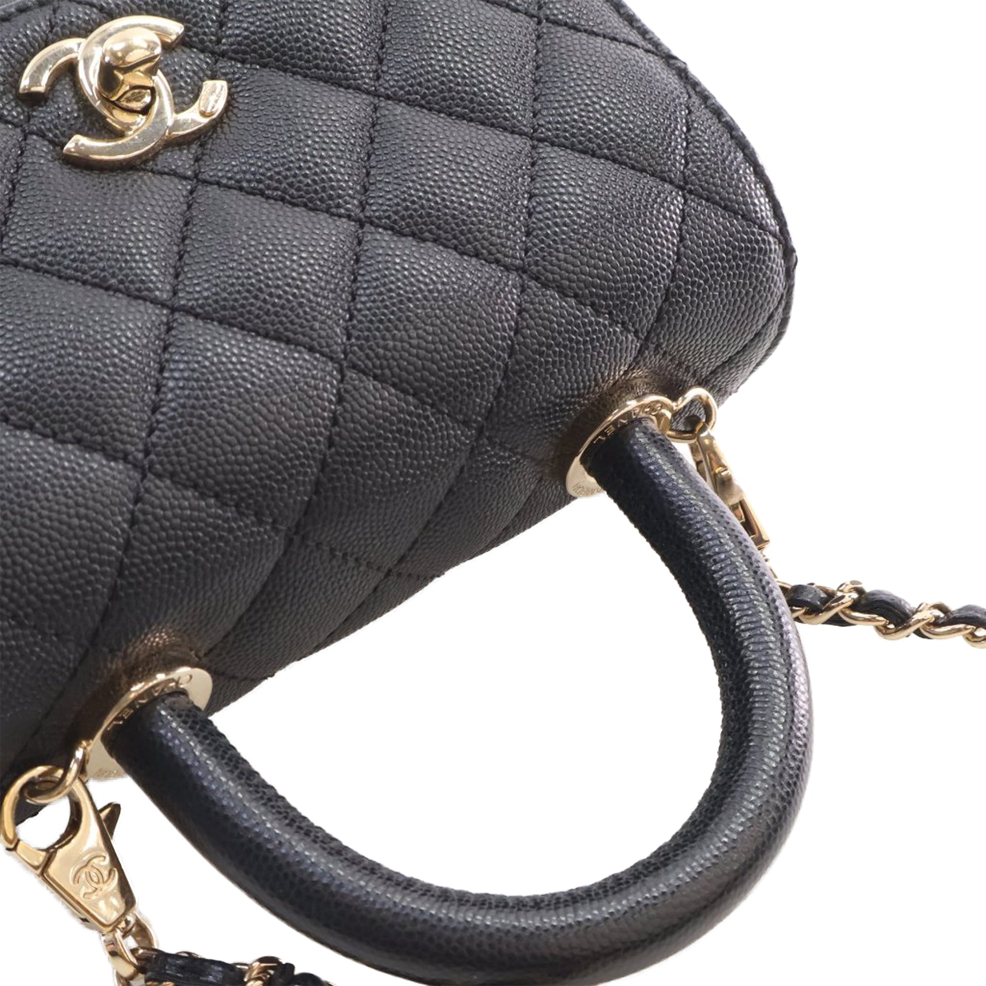 Chanel Extra Mini Quilted Caviar Coco Top Handle Bag - image 13