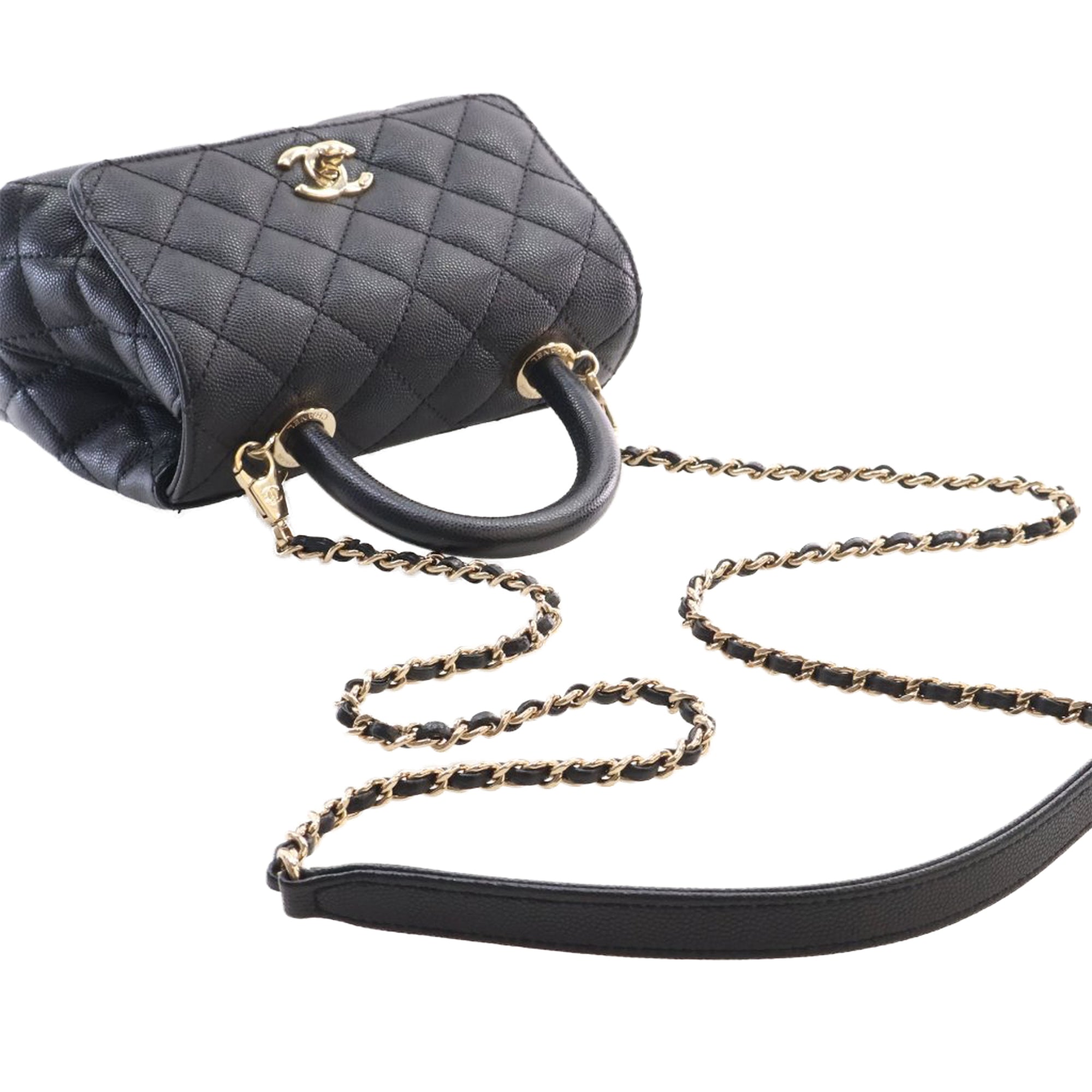 Chanel Extra Mini Quilted Caviar Coco Top Handle Bag - image 14
