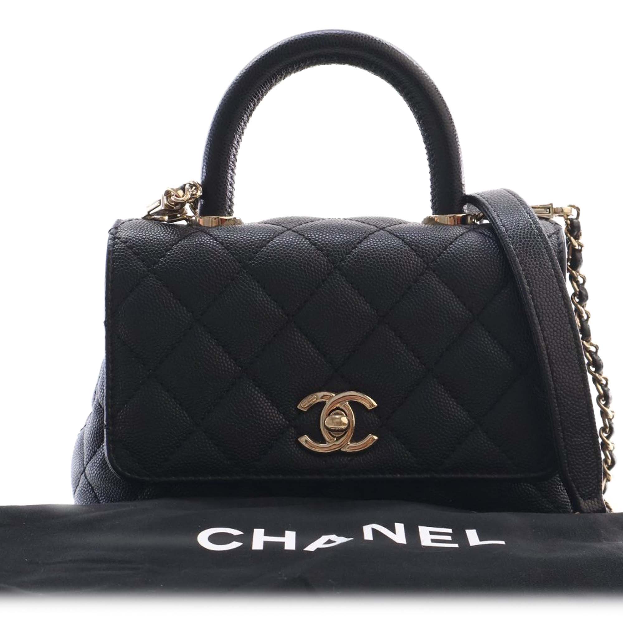Chanel Extra Mini Quilted Caviar Coco Top Handle Bag - image 15