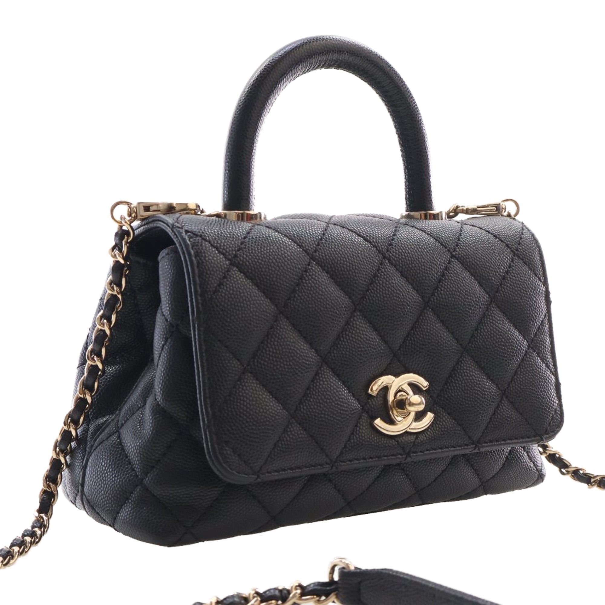 Chanel Extra Mini Quilted Caviar Coco Top Handle Bag - image 2
