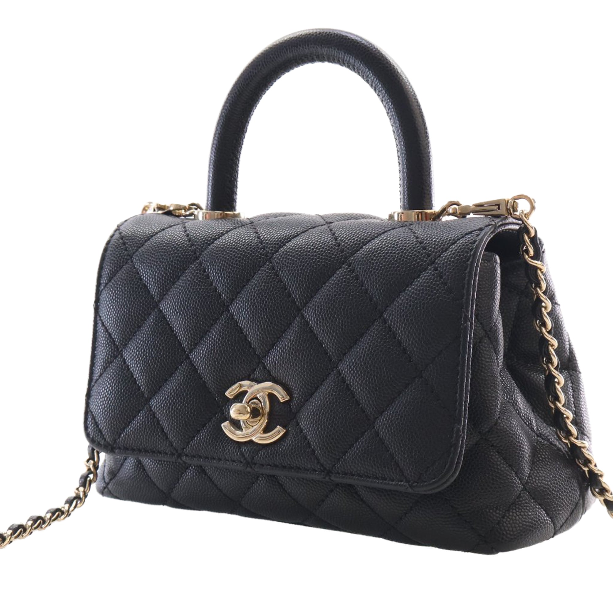 Chanel Extra Mini Quilted Caviar Coco Top Handle Bag - image 3