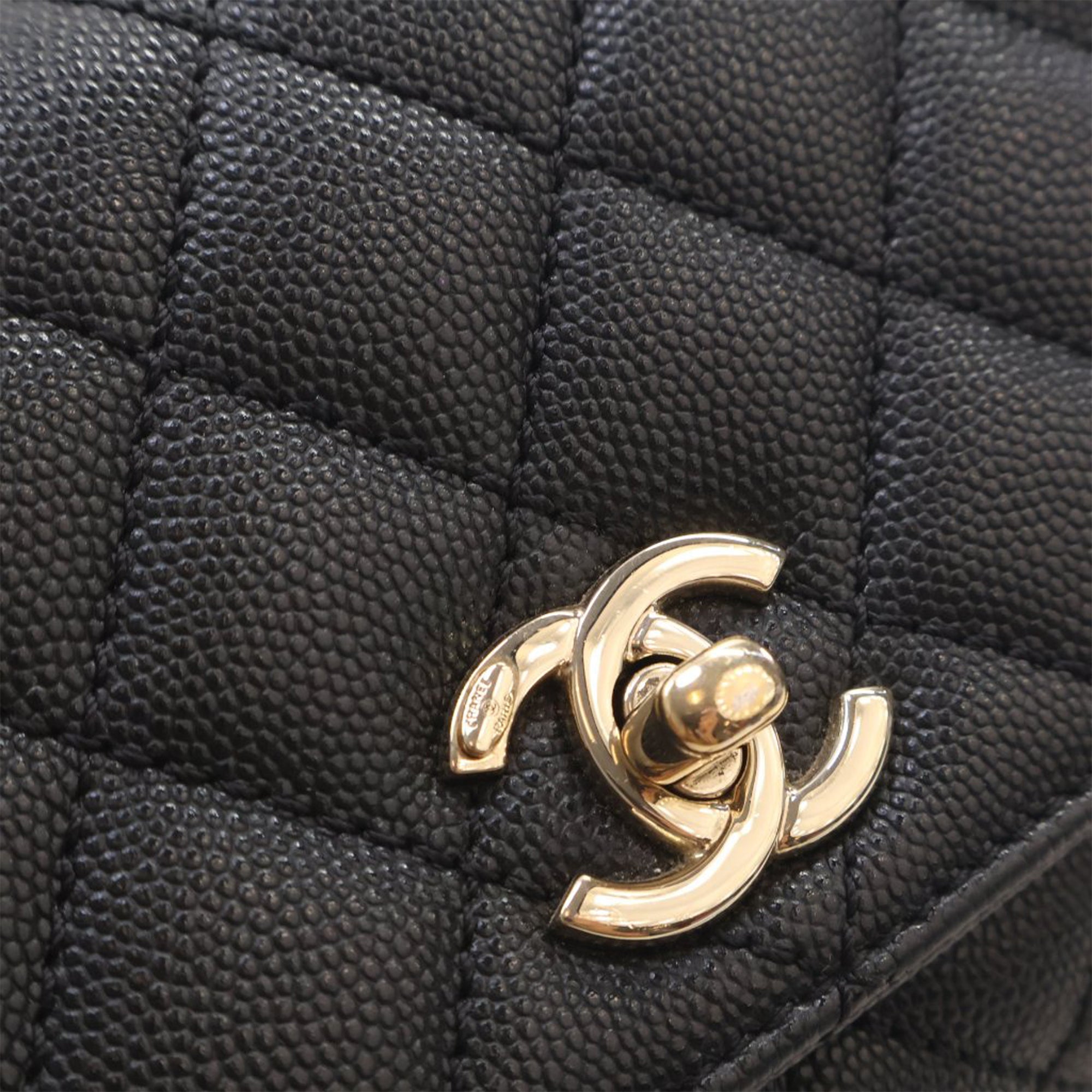 Chanel Extra Mini Quilted Caviar Coco Top Handle Bag - image 8