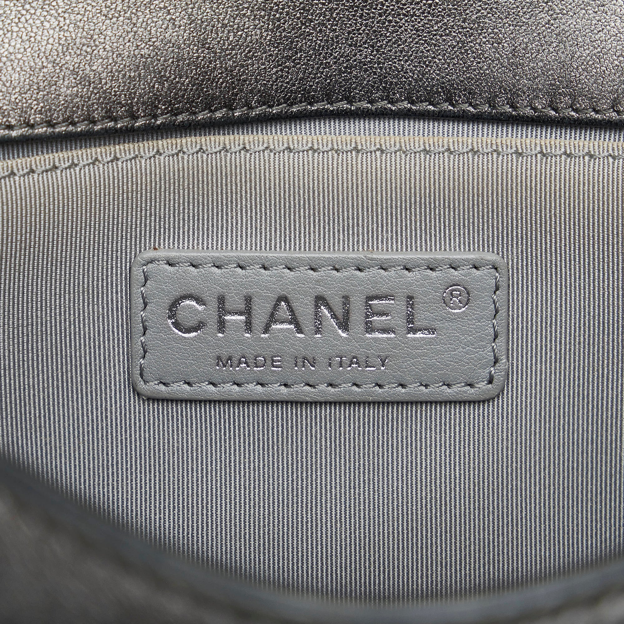 Chanel Old Medium Quilted Perforated Metallic Lambskin Boy Flap - image 6
