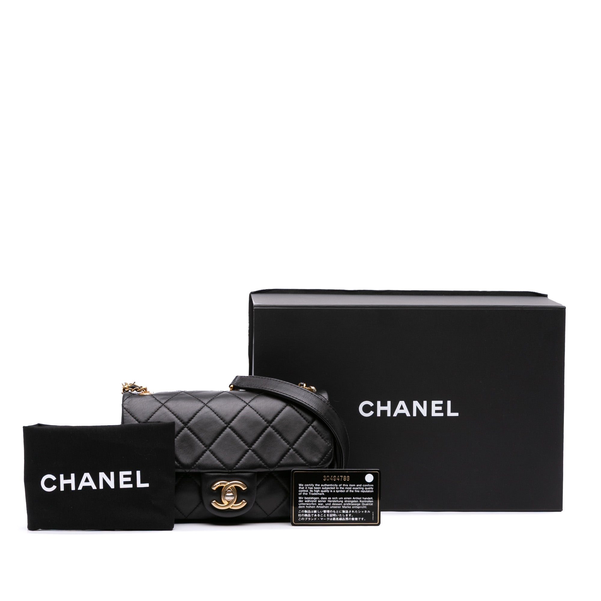 Chanel Mini Quilted Calfskin Crystal Pearls Chain Flap - image 10