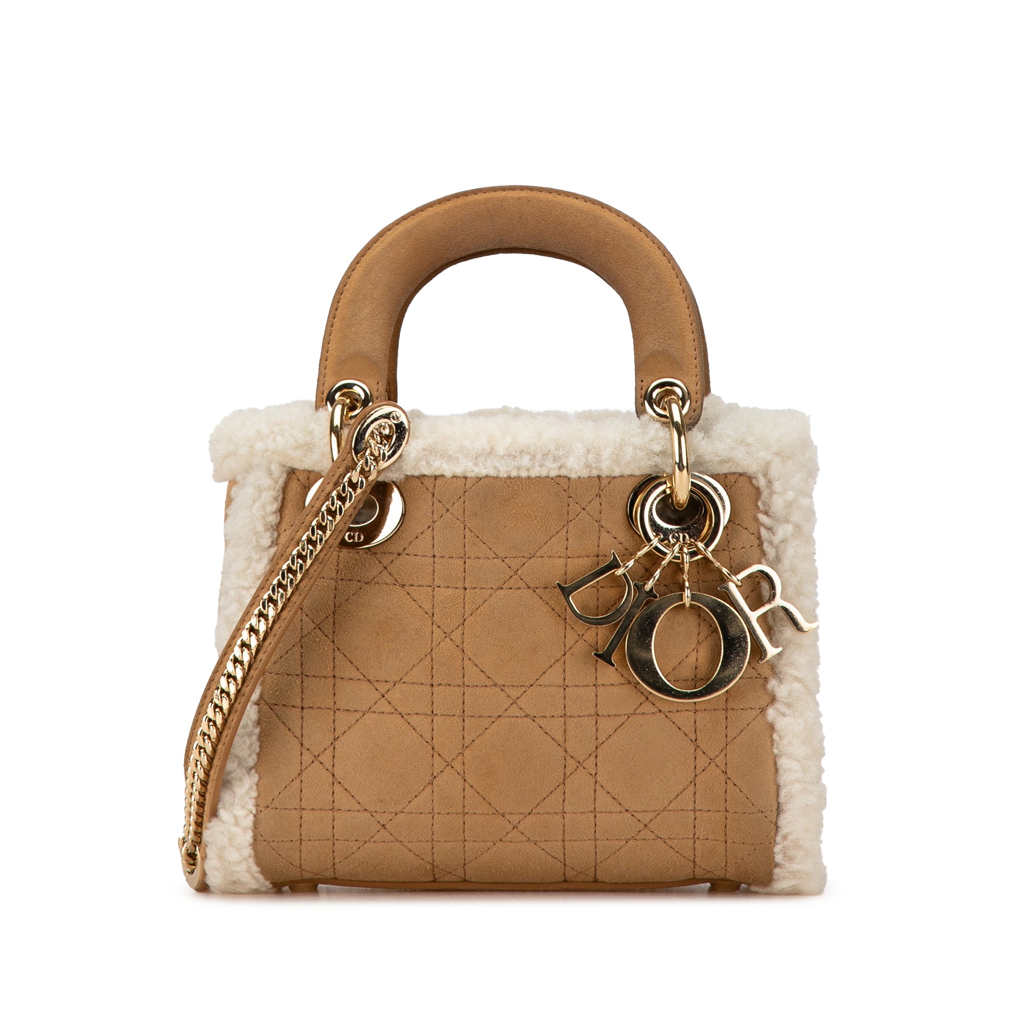 Dior Mini Suede Cannage with Shearling Trim Lady Dior - image 1