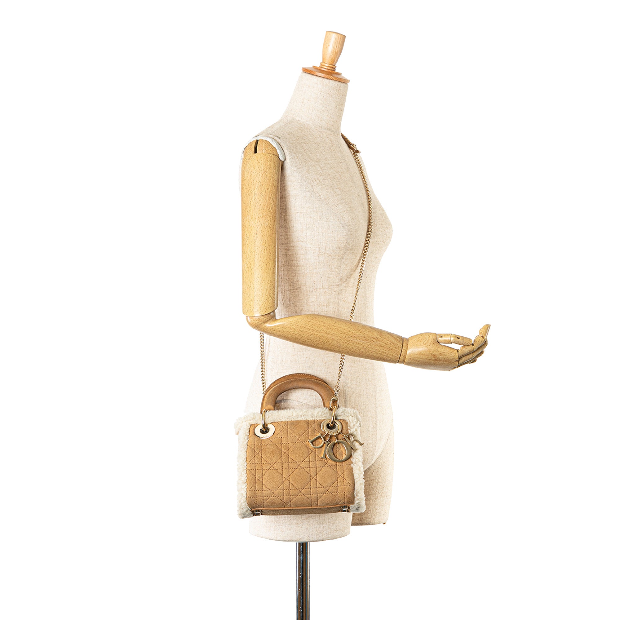 Dior Mini Suede Cannage with Shearling Trim Lady Dior - image 7