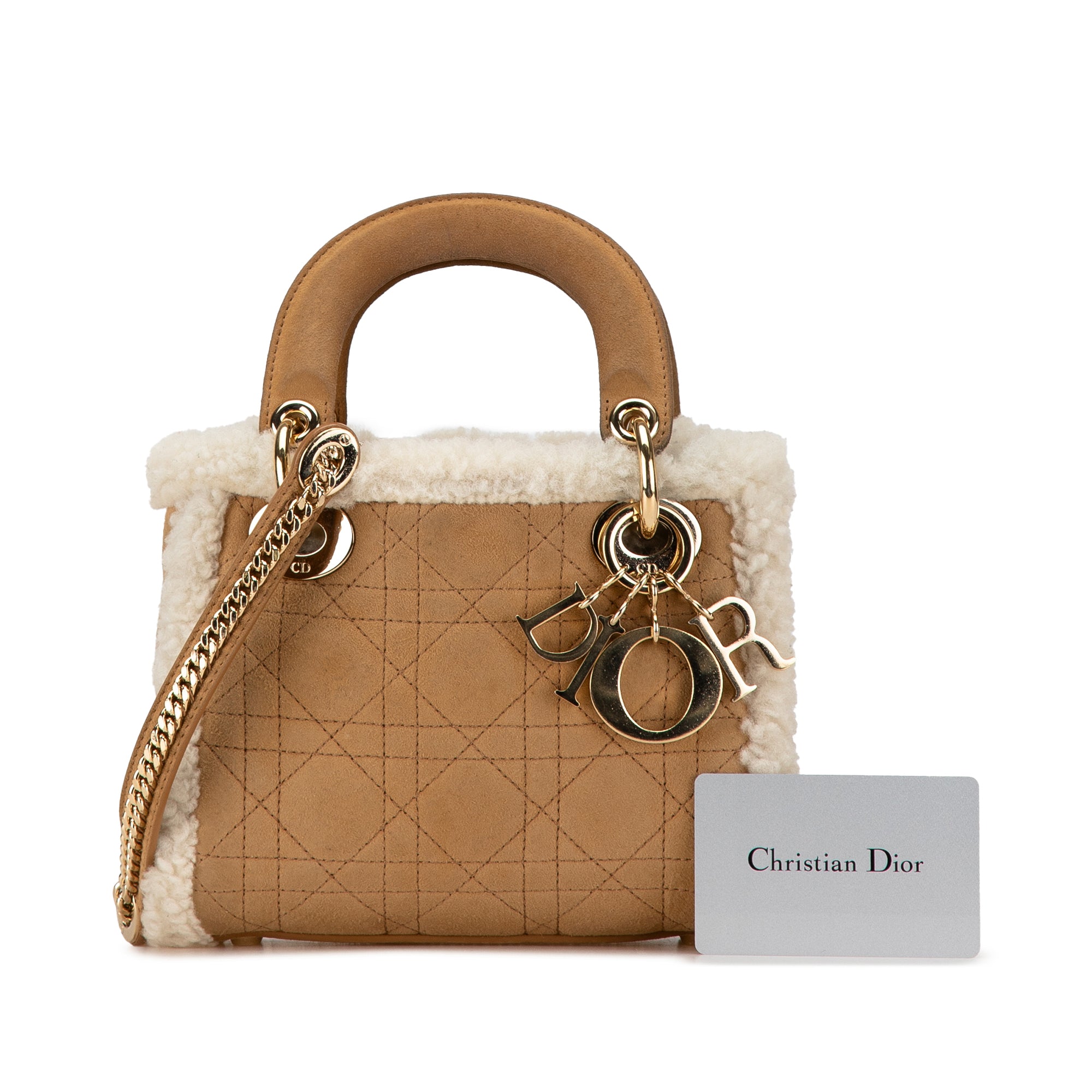 Dior Mini Suede Cannage with Shearling Trim Lady Dior - image 8