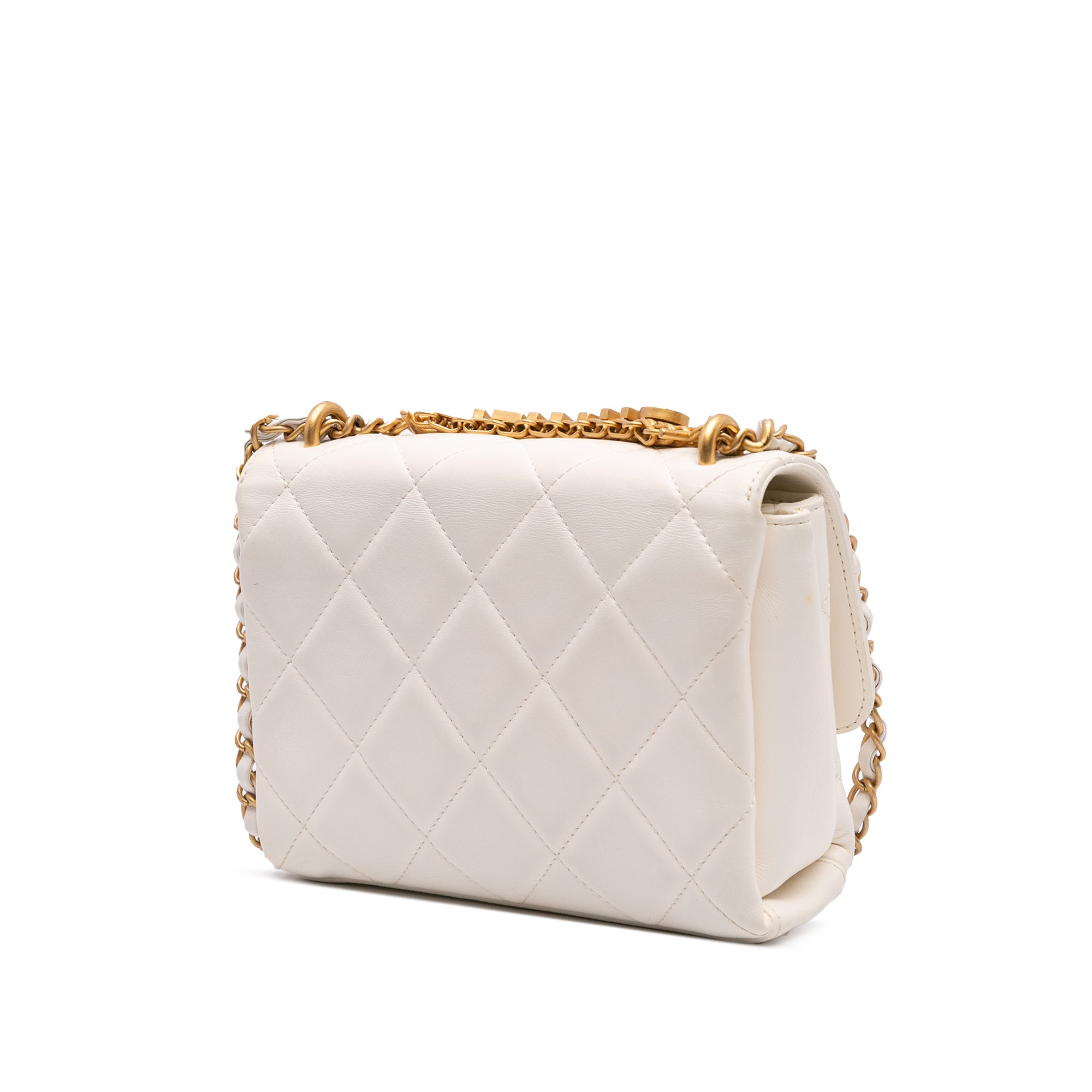 Chanel Mini Quilted Lambskin Crystal Logo Letters Chain Flap - image 2