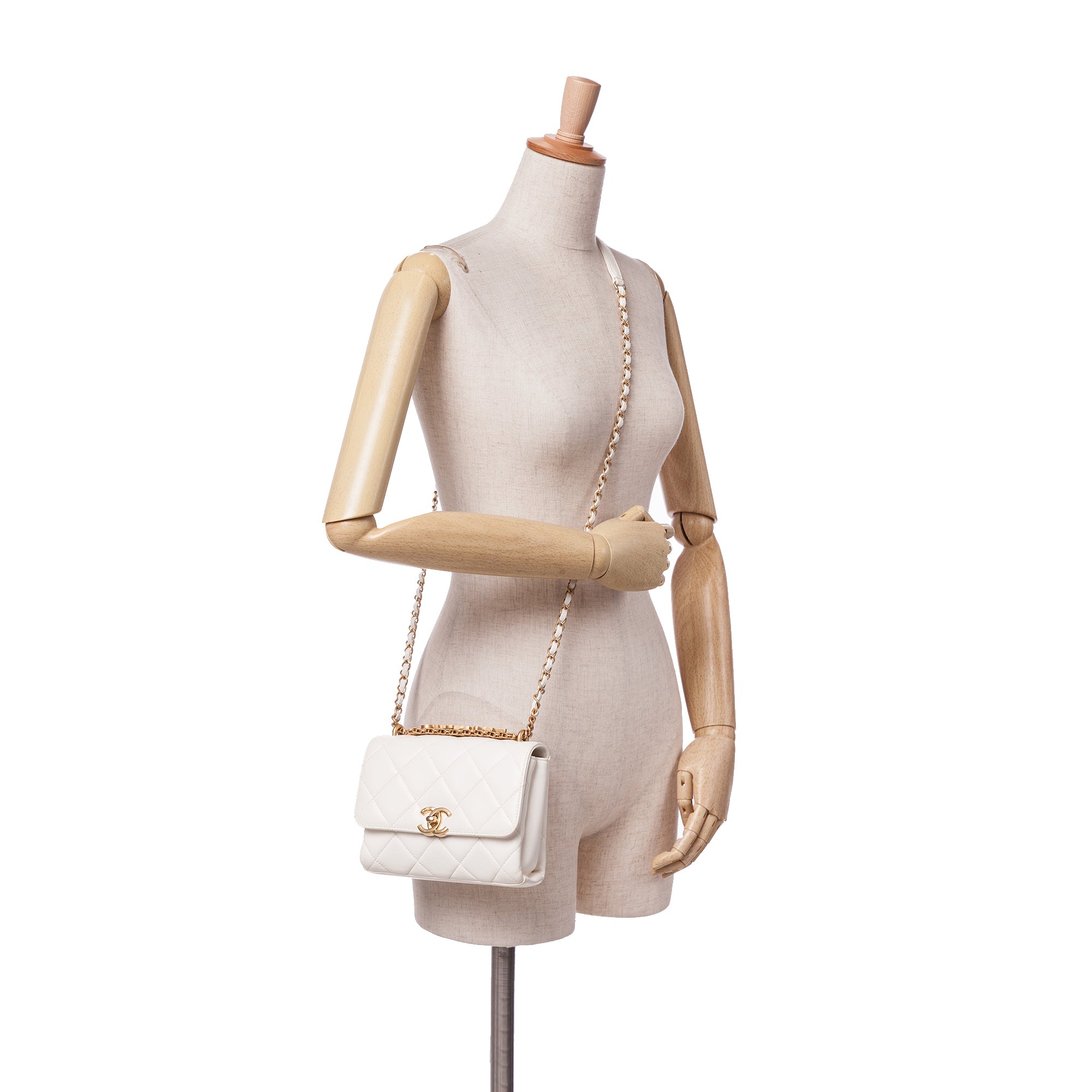 Chanel Mini Quilted Lambskin Crystal Logo Letters Chain Flap - image 8
