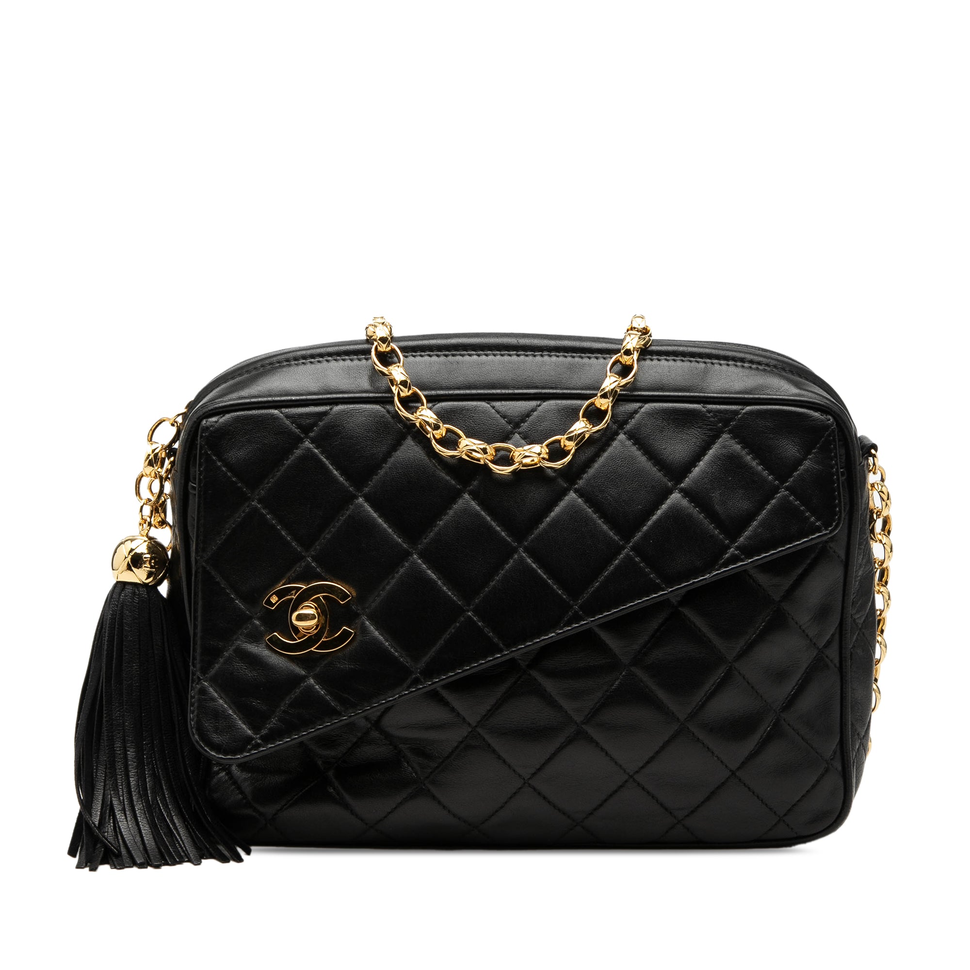 Chanel CC Quilted Lambskin Tassel Camera Bag - image 1