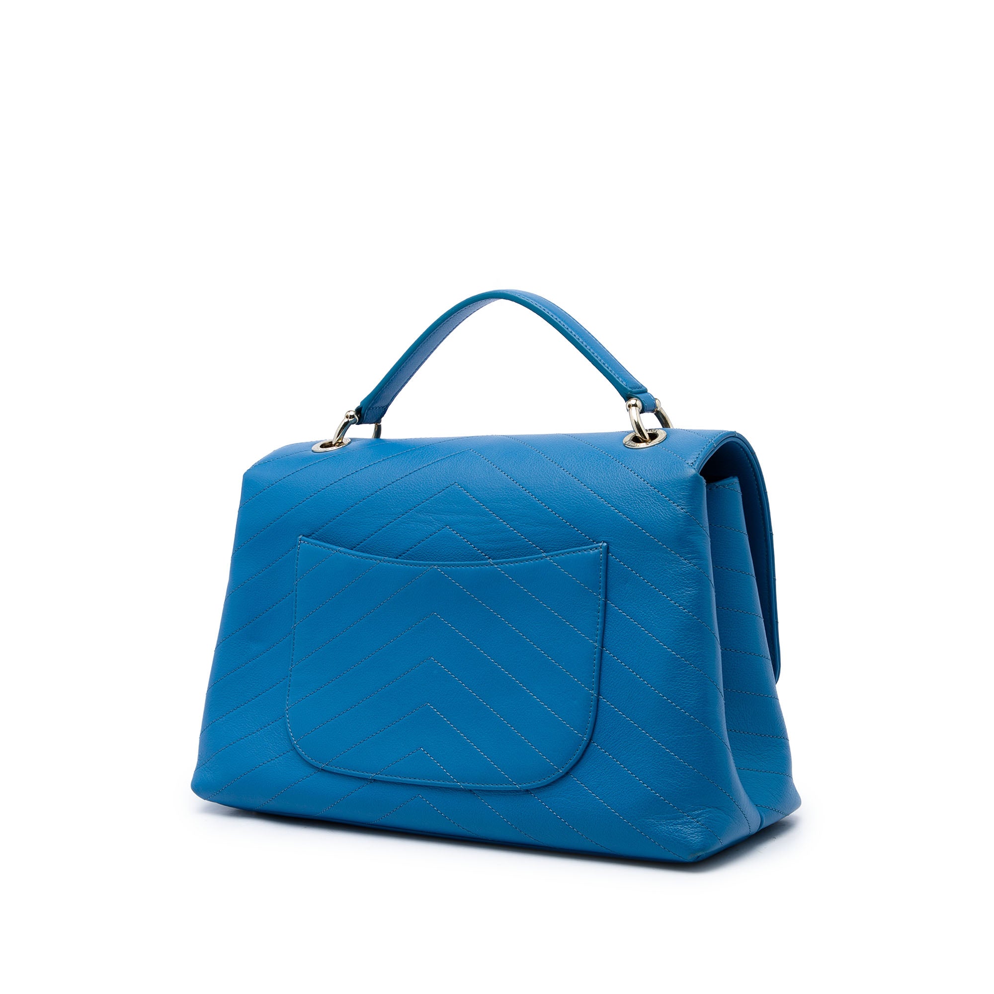 Chanel Medium Grained Calfskin Chevron Chic Top Handle Flap - image 2