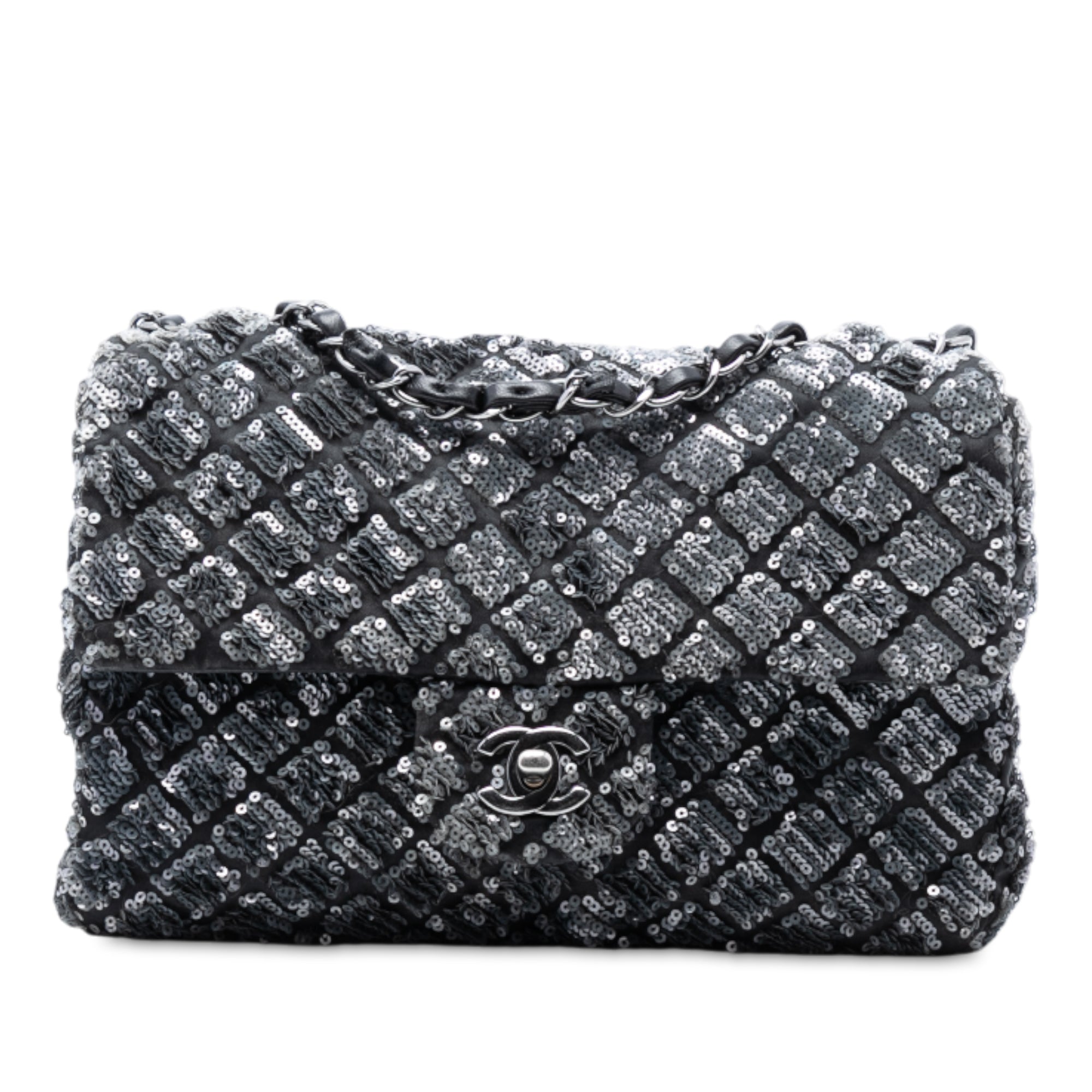 Chanel Medium CC Quilted Lambskin Sequin Single Flap - image 1