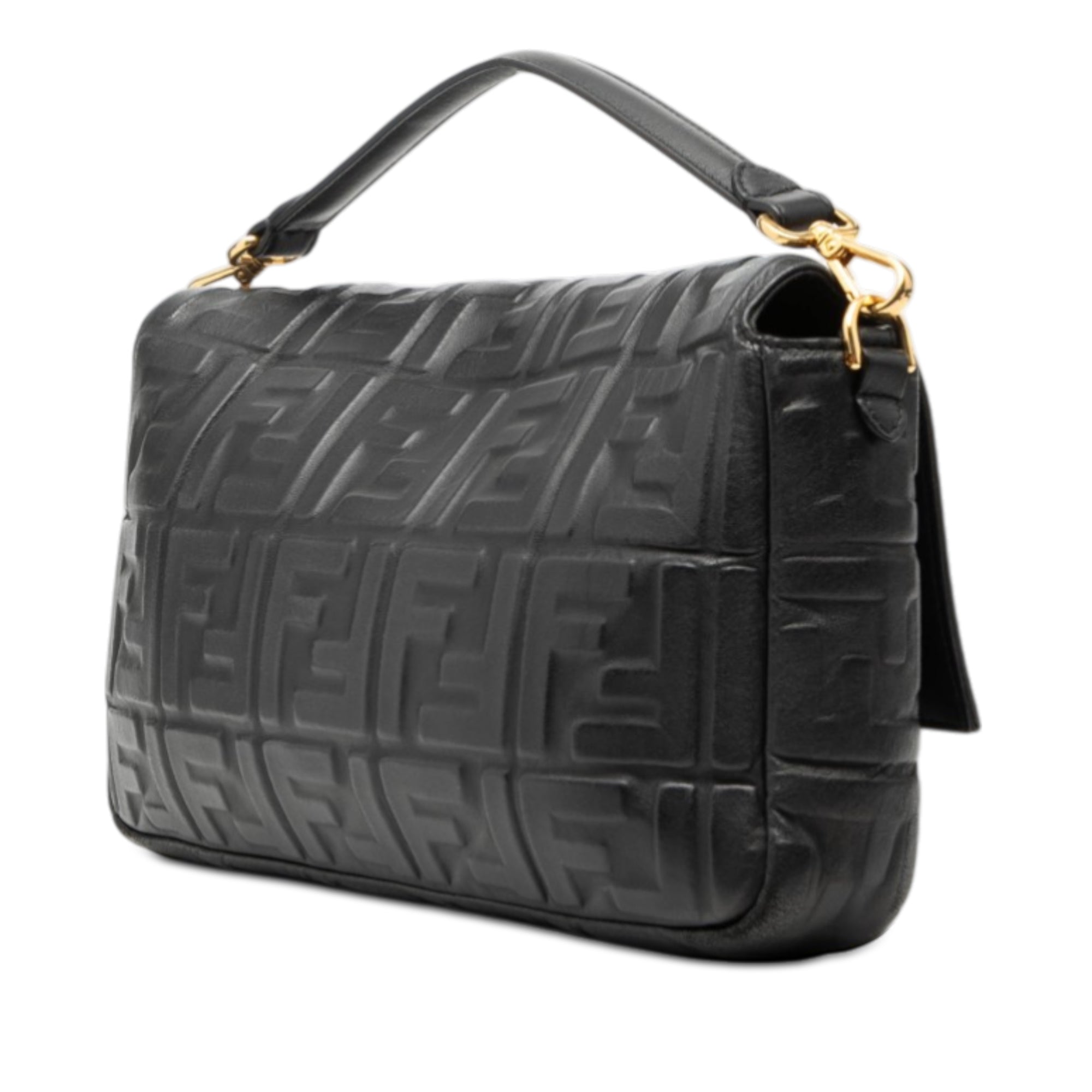 Fendi Large Zucca Embossed Leather Baguette Satchel - image 2