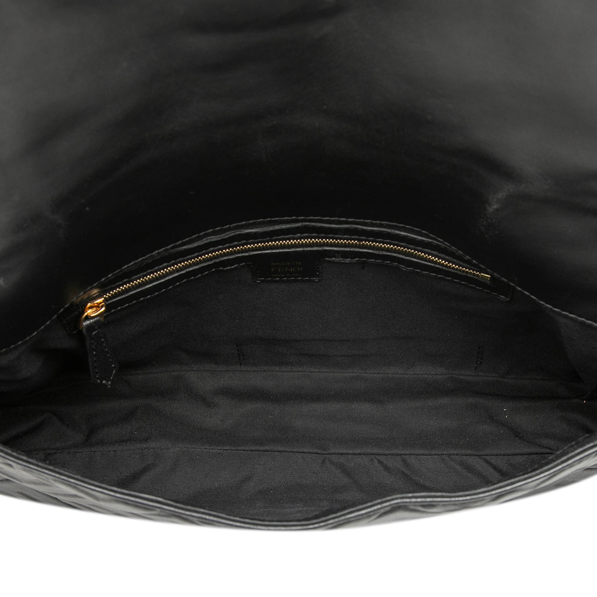 Fendi Large Zucca Embossed Leather Baguette Satchel - image 4
