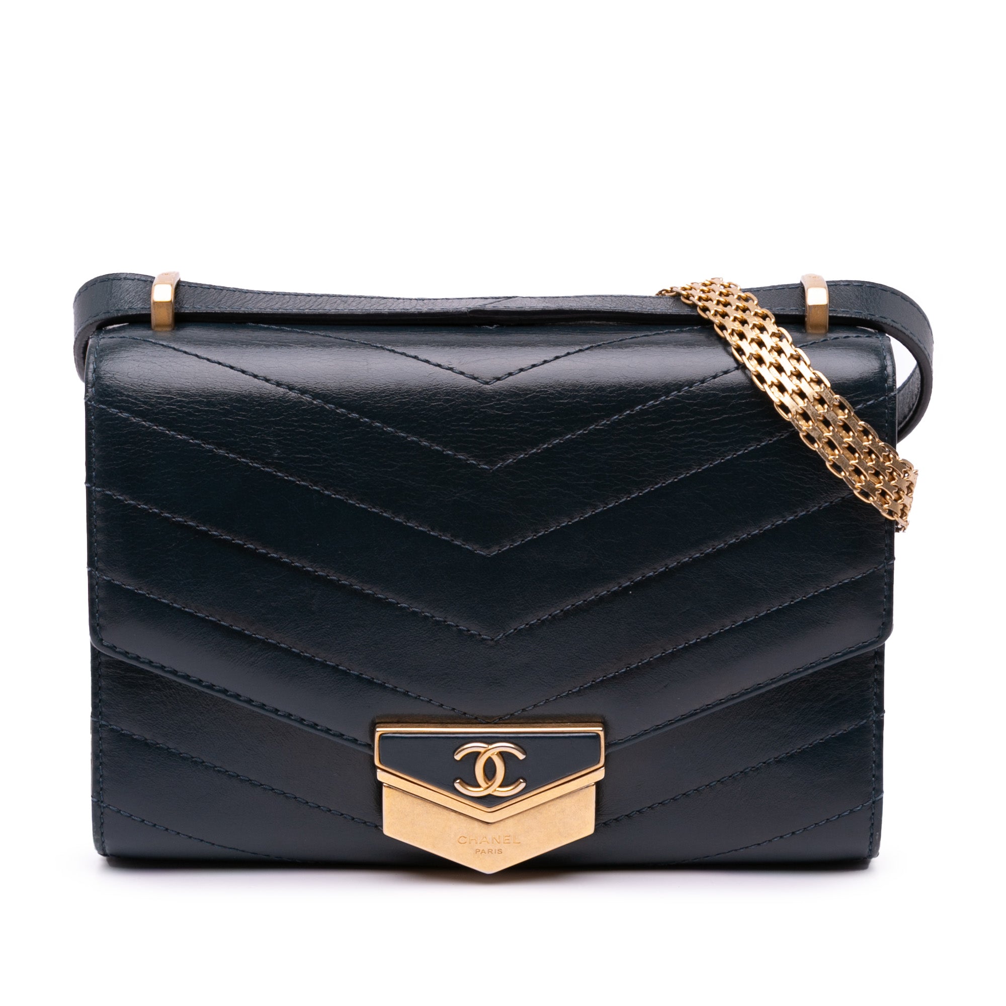 Chanel Small CC Chevron Calfskin Medal Flap - image 1
