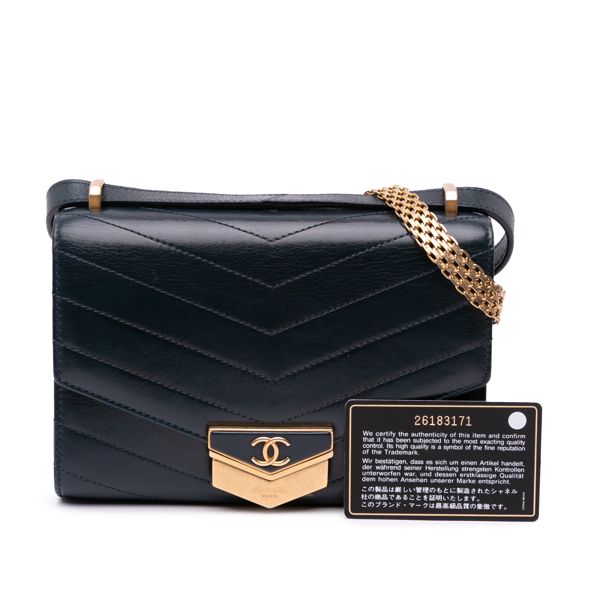Chanel Small CC Chevron Calfskin Medal Flap - image 11