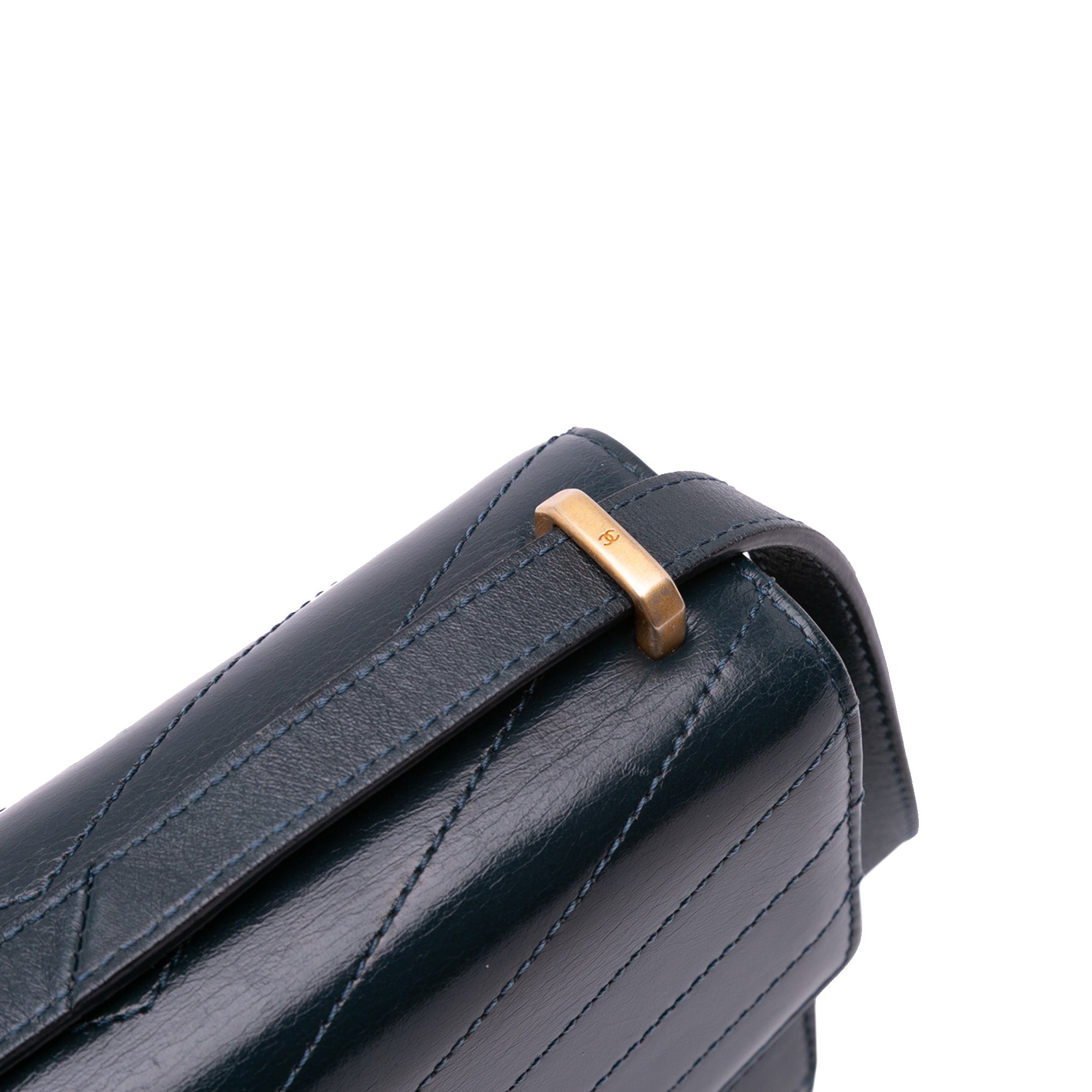Chanel Small CC Chevron Calfskin Medal Flap - image 9