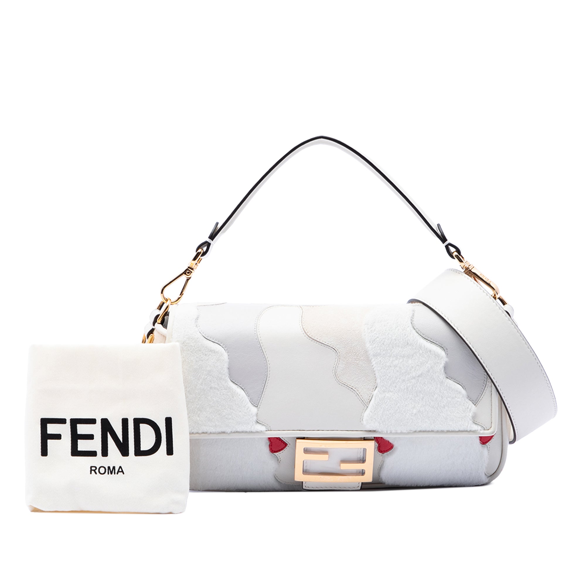 Fendi Nappa and Mink Fur Faces Baguette Satchel - image 7