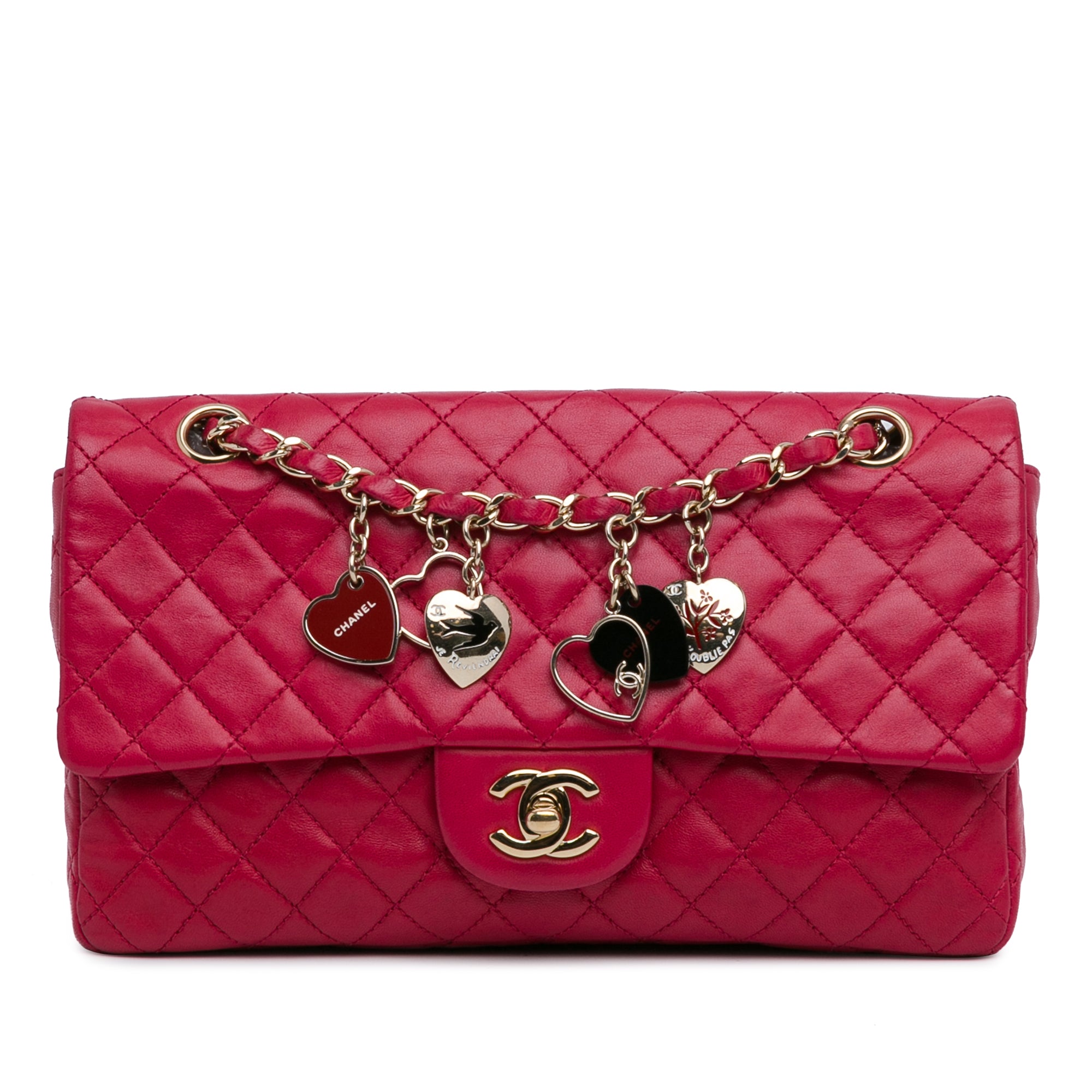 Chanel Medium Classic Lambskin Valentines Heart Charms Single Flap - image 1