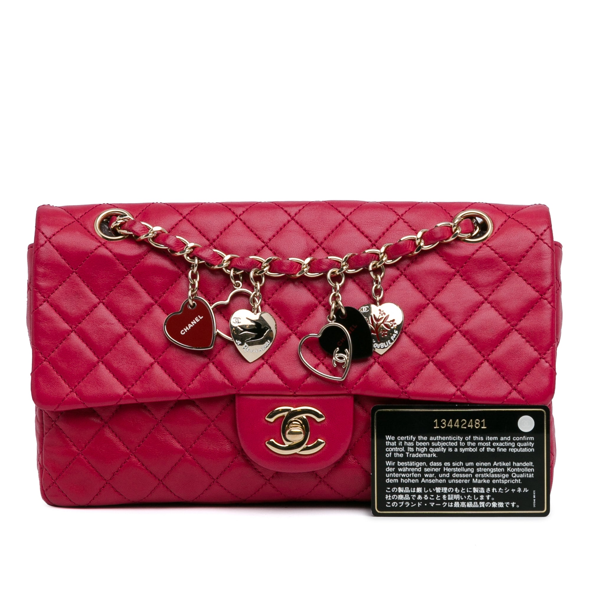 Chanel Medium Classic Lambskin Valentines Heart Charms Single Flap - image 9