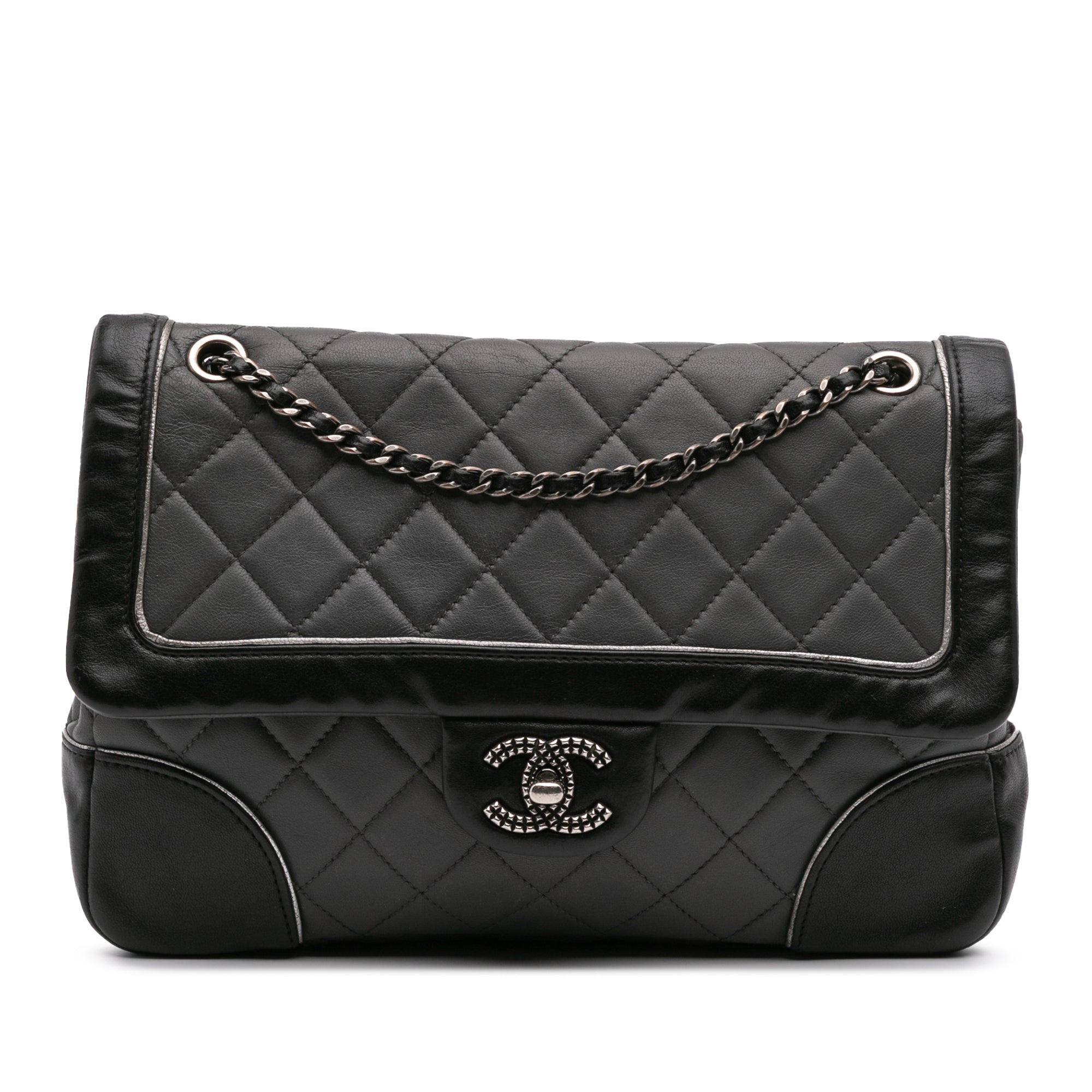Chanel Paris Salzburg Medium Bicolor Quilted Lambskin Tyrolean Flap - image 1