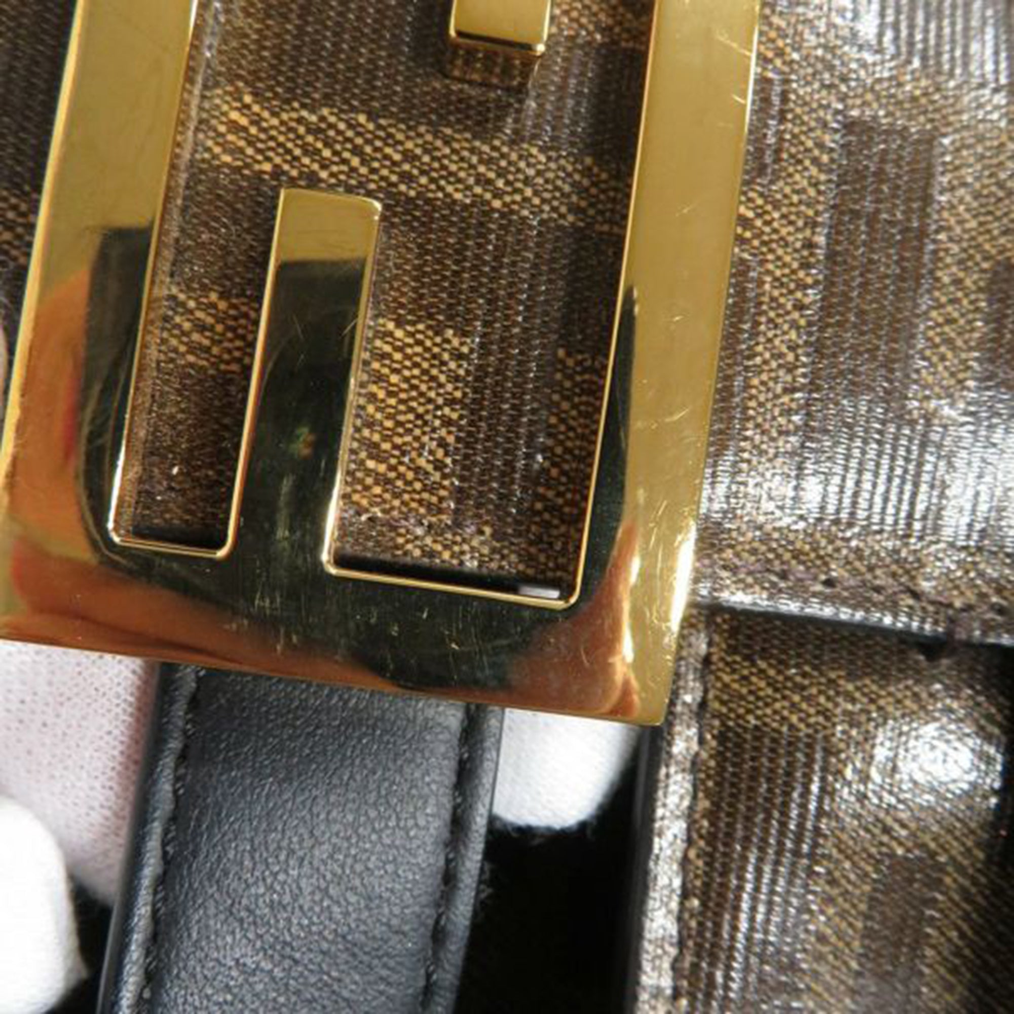 Fendi Zucca Glazed Fabric Cage Baguette - image 9