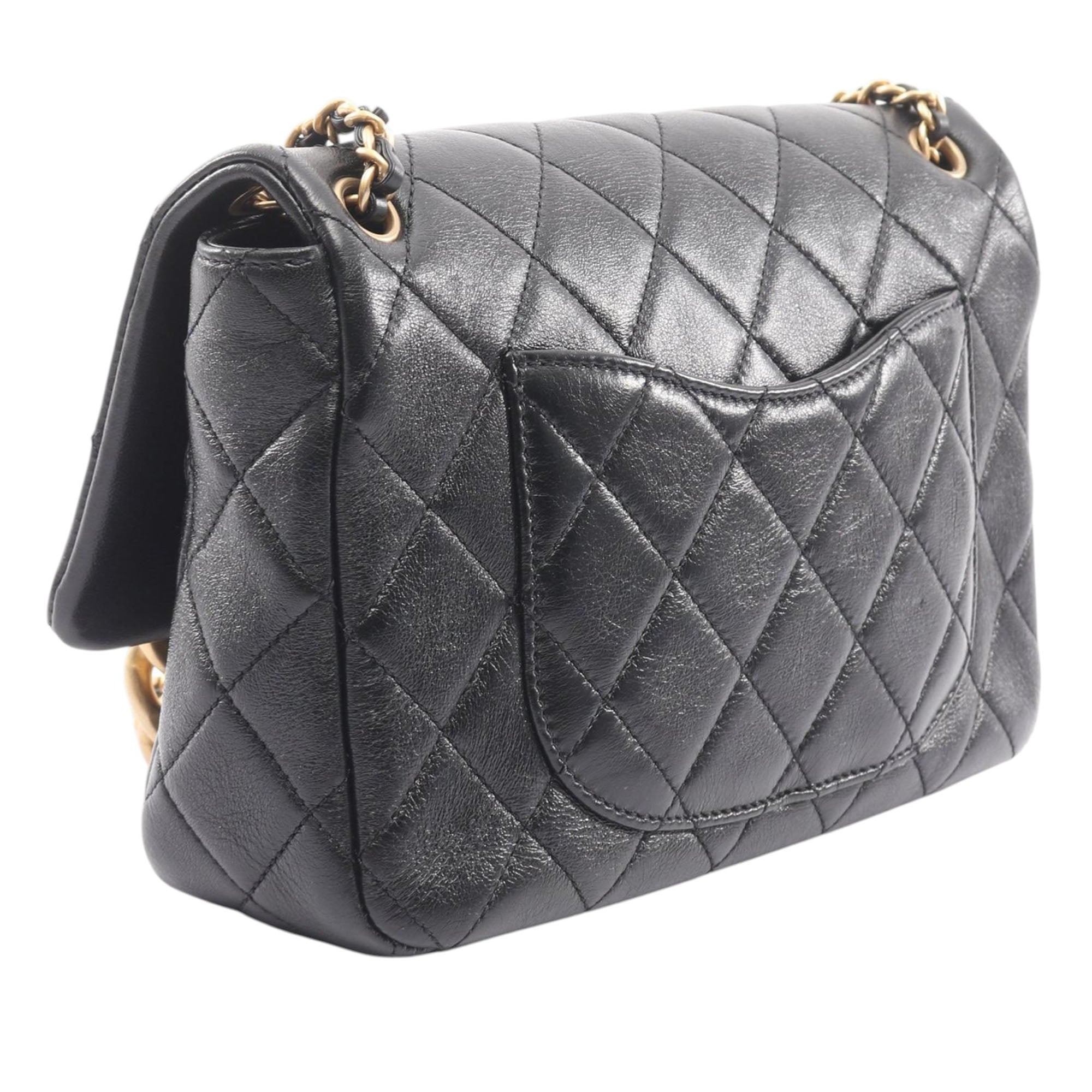 Chanel CC Quilted Lambskin Contrast Stitch Single Flap - image 2