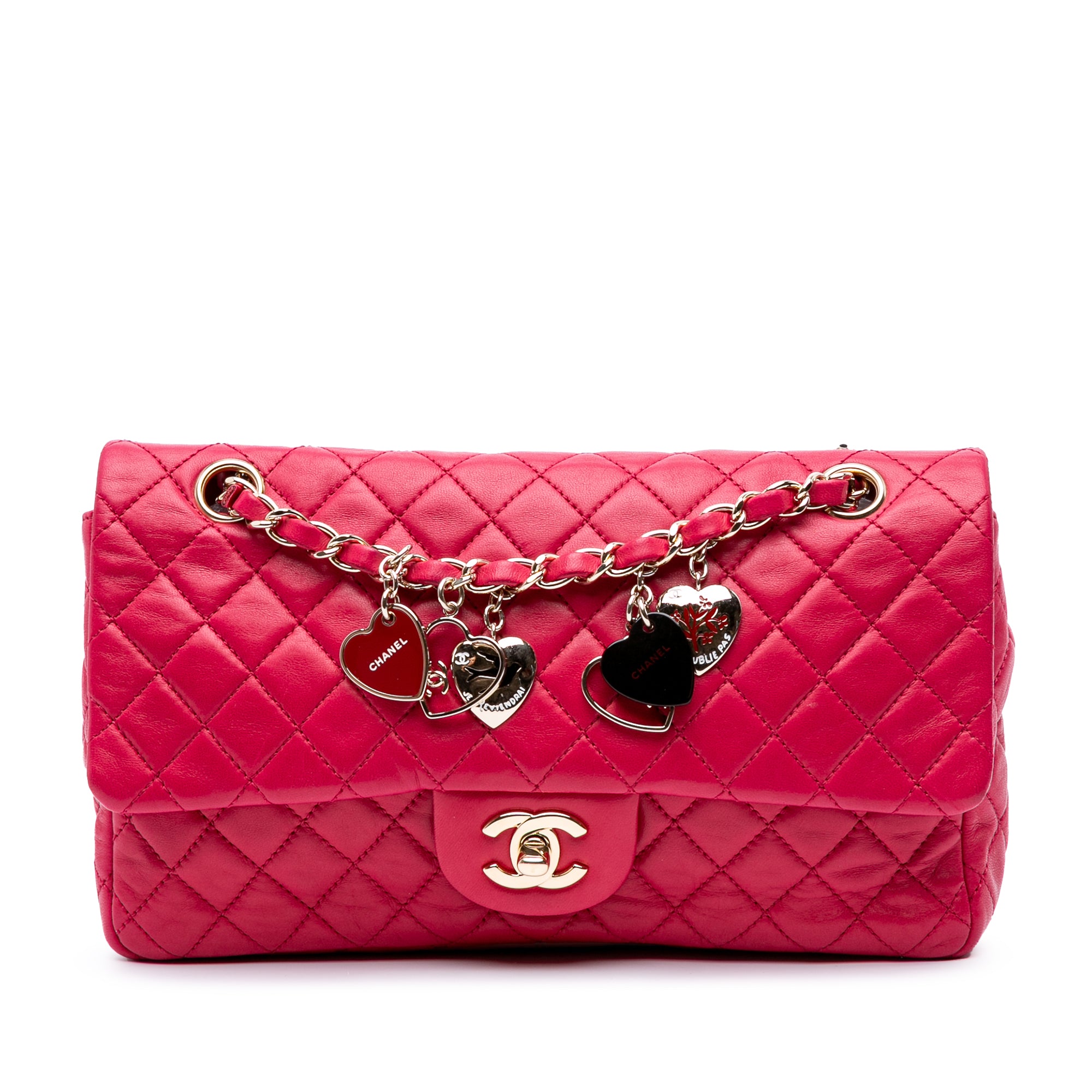 Chanel Medium Classic Lambskin Valentines Heart Charms Single Flap - image 1