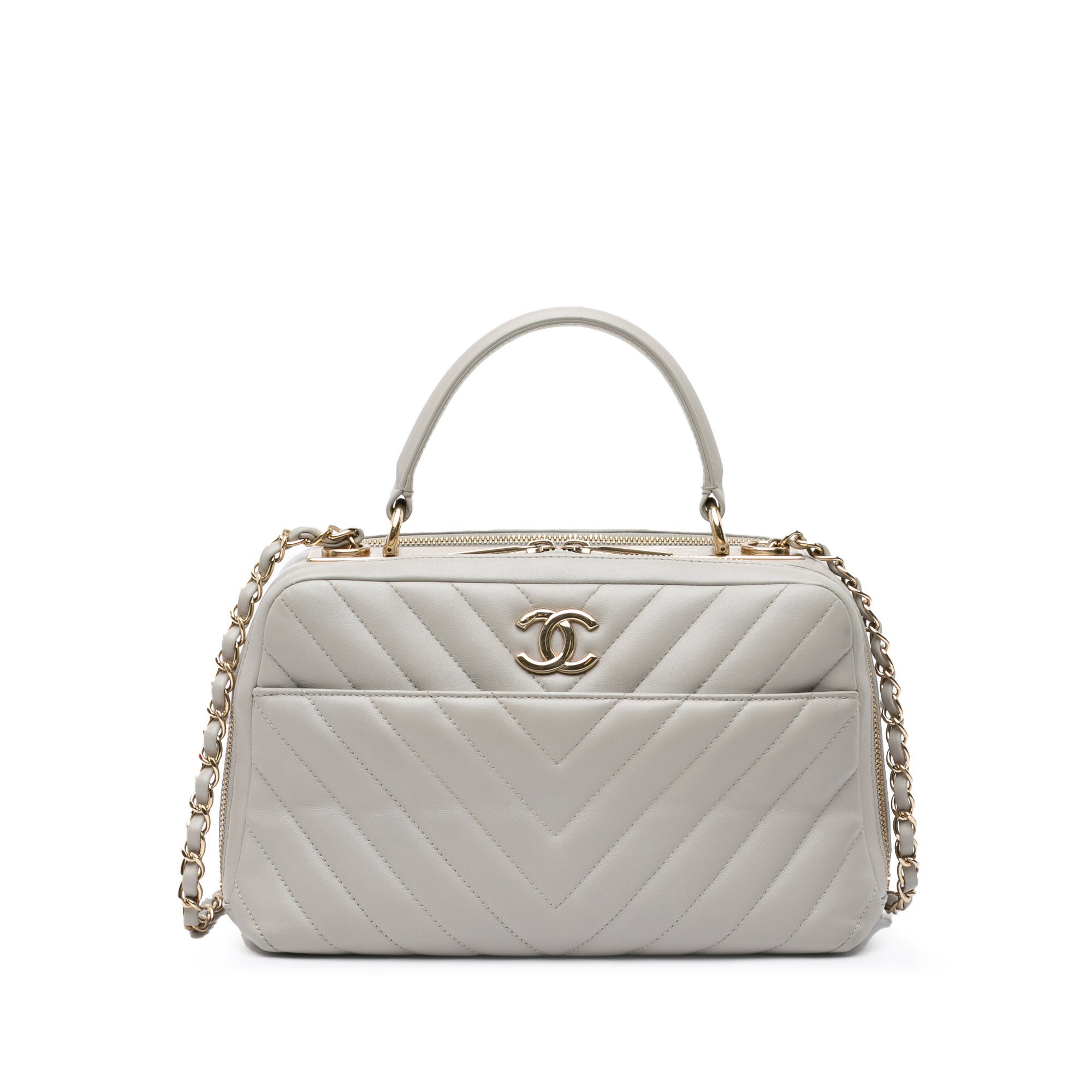 Chanel Medium Chevron Lambskin Trendy CC Bowling Bag - image 1