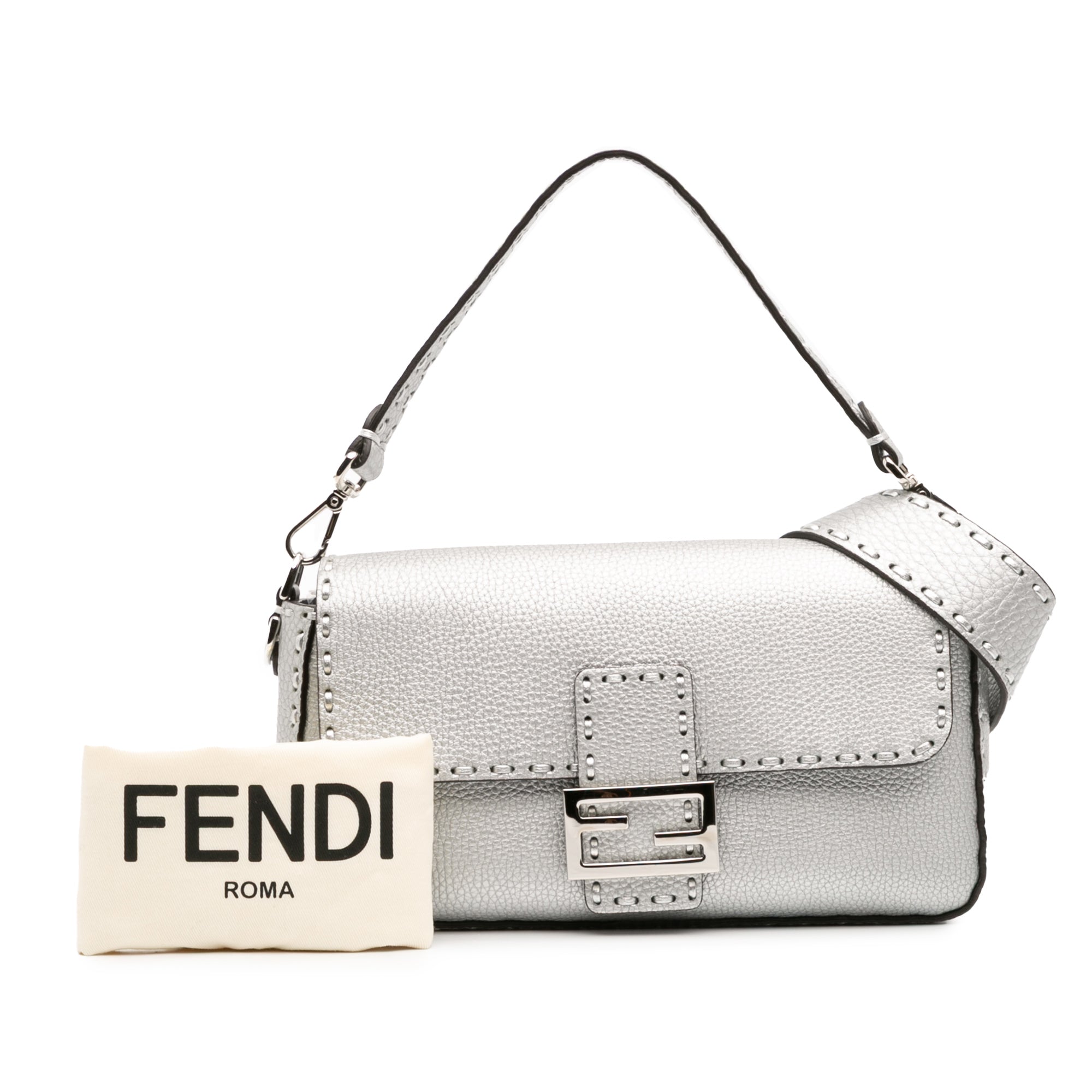 Fendi Leather Selleria Baguette Satchel - image 12