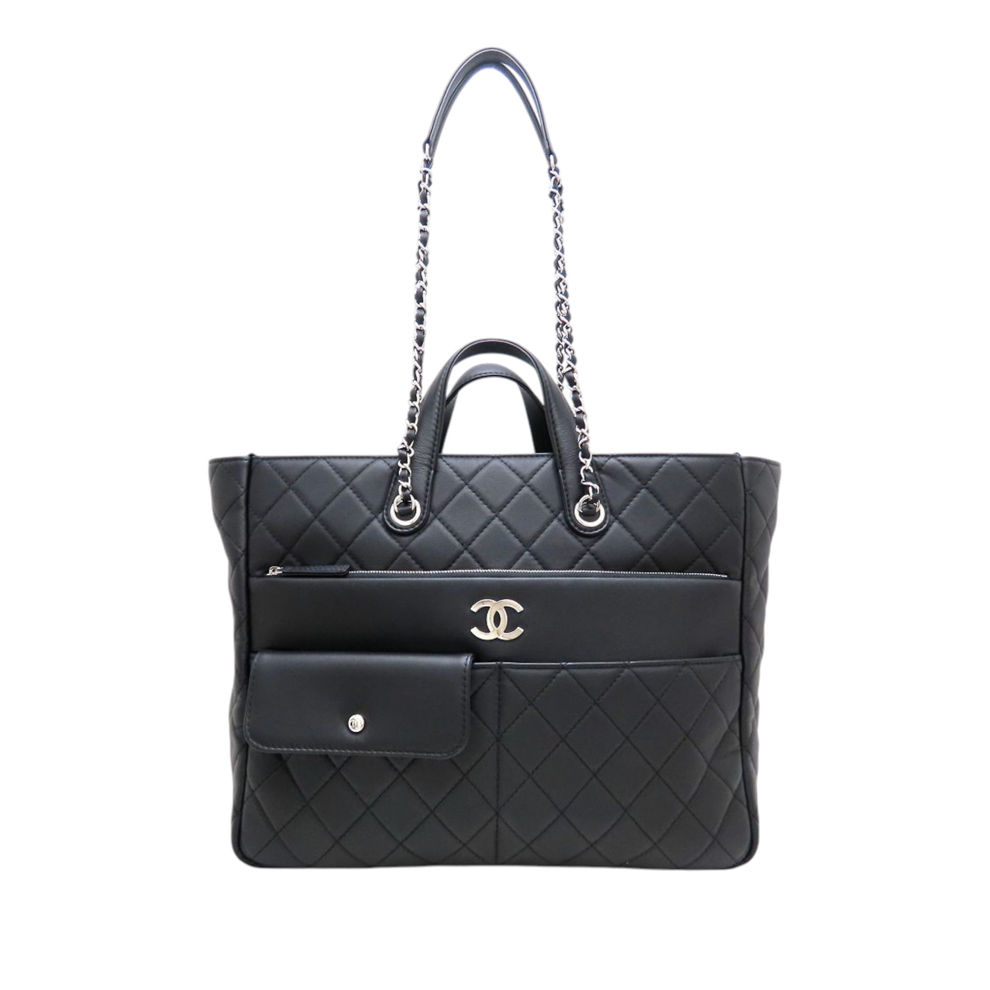 Chanel CC Quilted Calfskin Ultra Pocket Shopping Tote - image 1