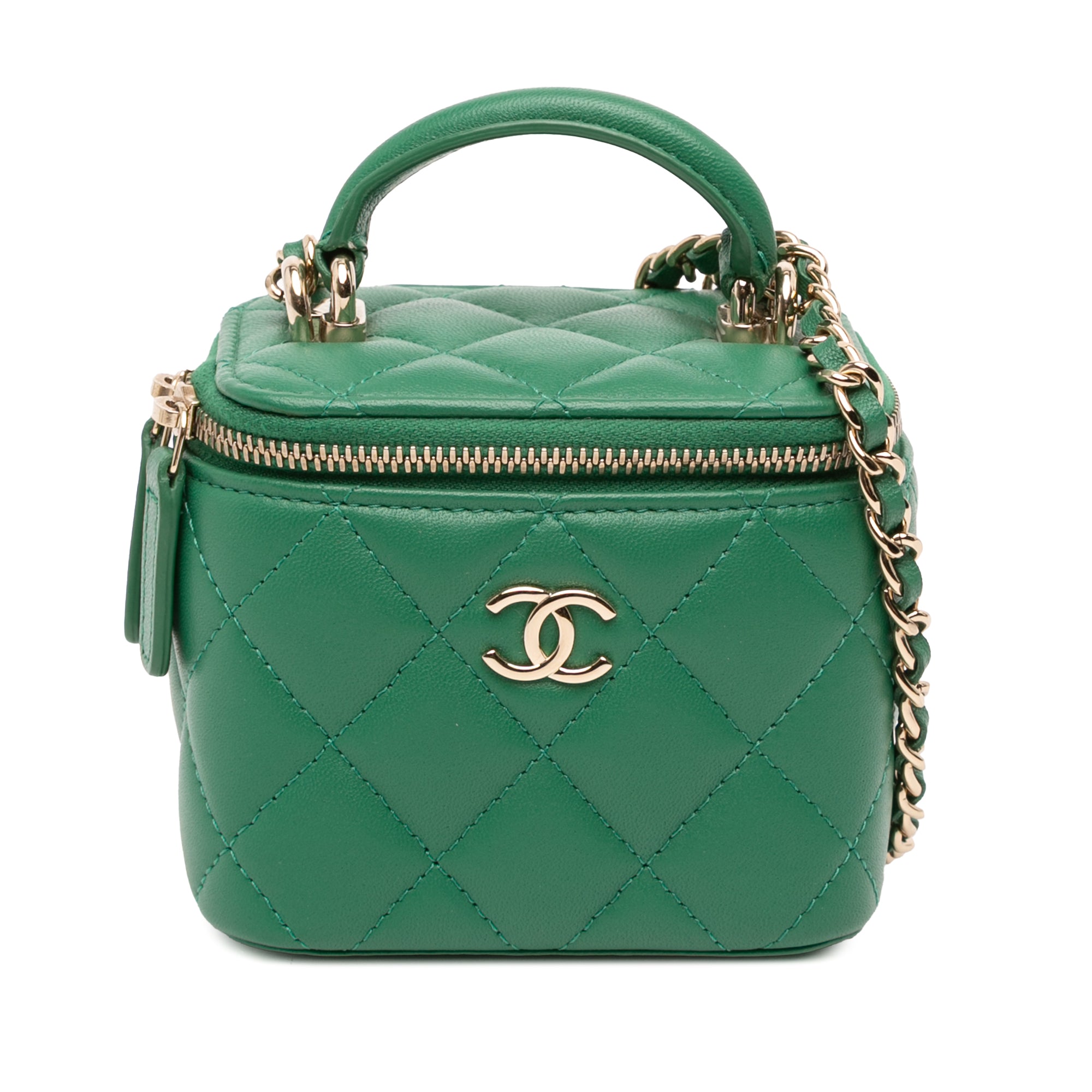Chanel Mini CC Quilted Lambskin Top Handle Vanity Case With Chain - image 1