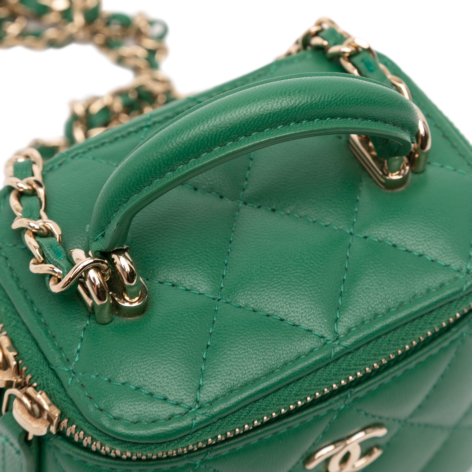 Chanel Mini CC Quilted Lambskin Top Handle Vanity Case With Chain - image 10