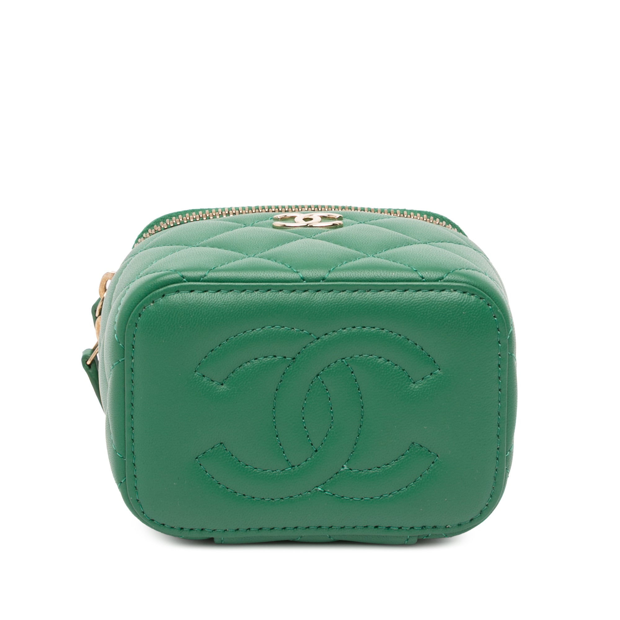 Chanel Mini CC Quilted Lambskin Top Handle Vanity Case With Chain - image 3