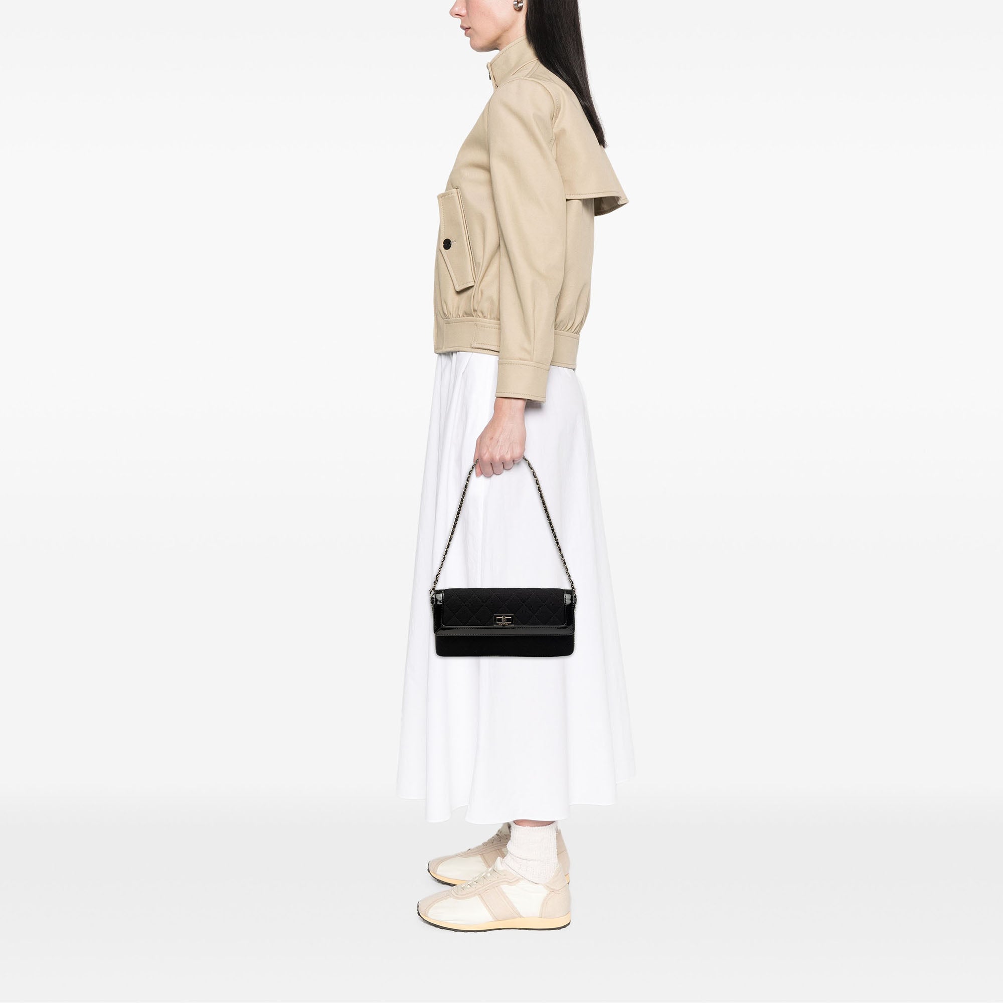 Chanel Quilted Jersey and Patent Trimmed Reissue 2.55 East West Flap - image 6