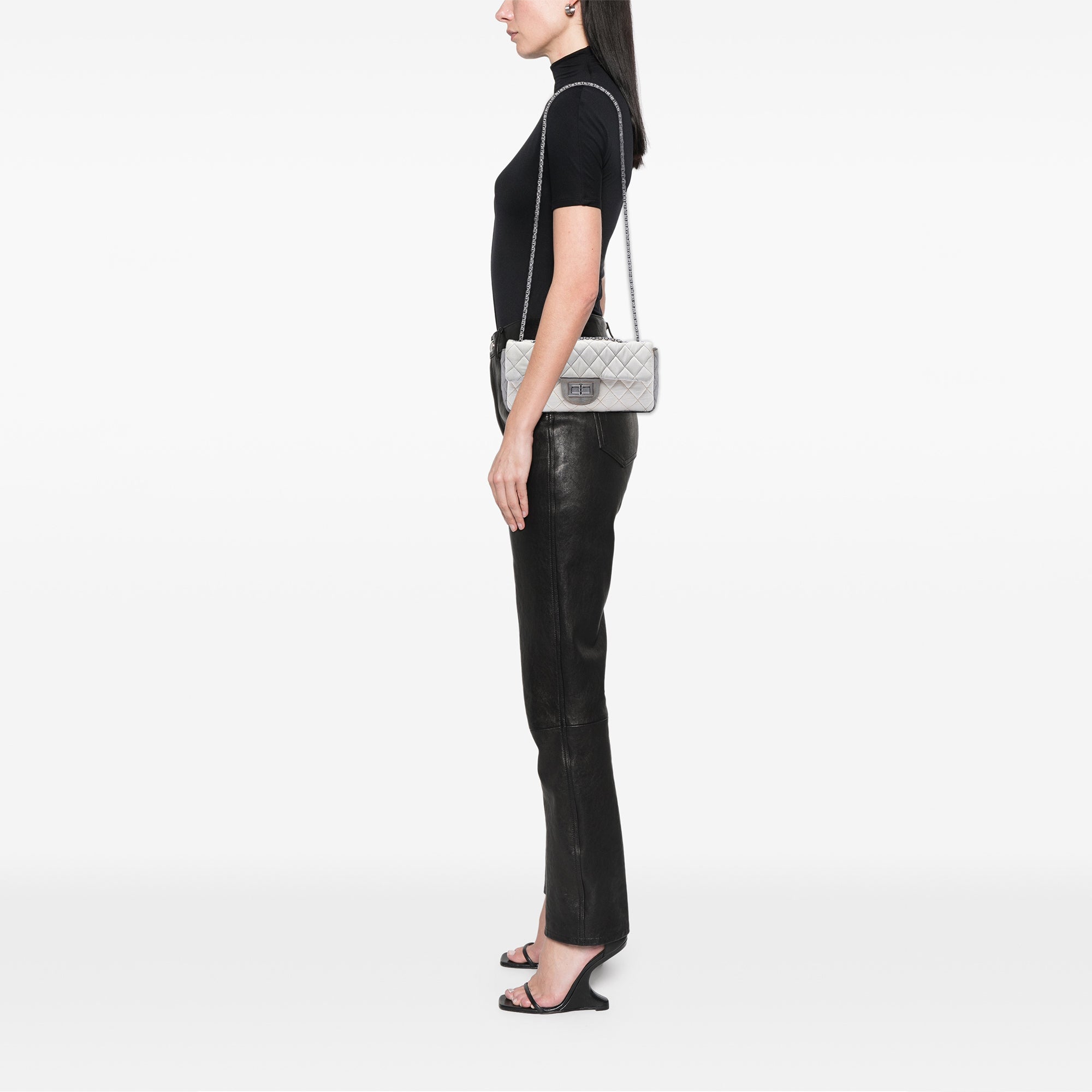 Chanel Small Tricolor Quilted Jersey Reissue 2.55 East West Flap - image 6