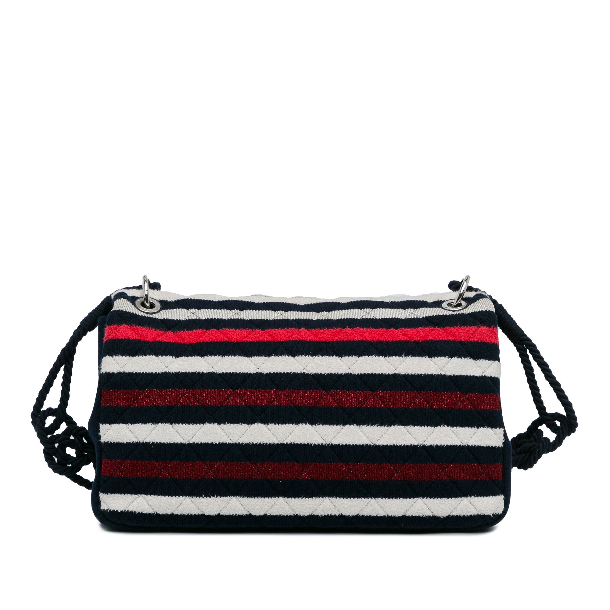 Chanel Maxi Multicolor Stripe Jersey Rope Flap - image 3