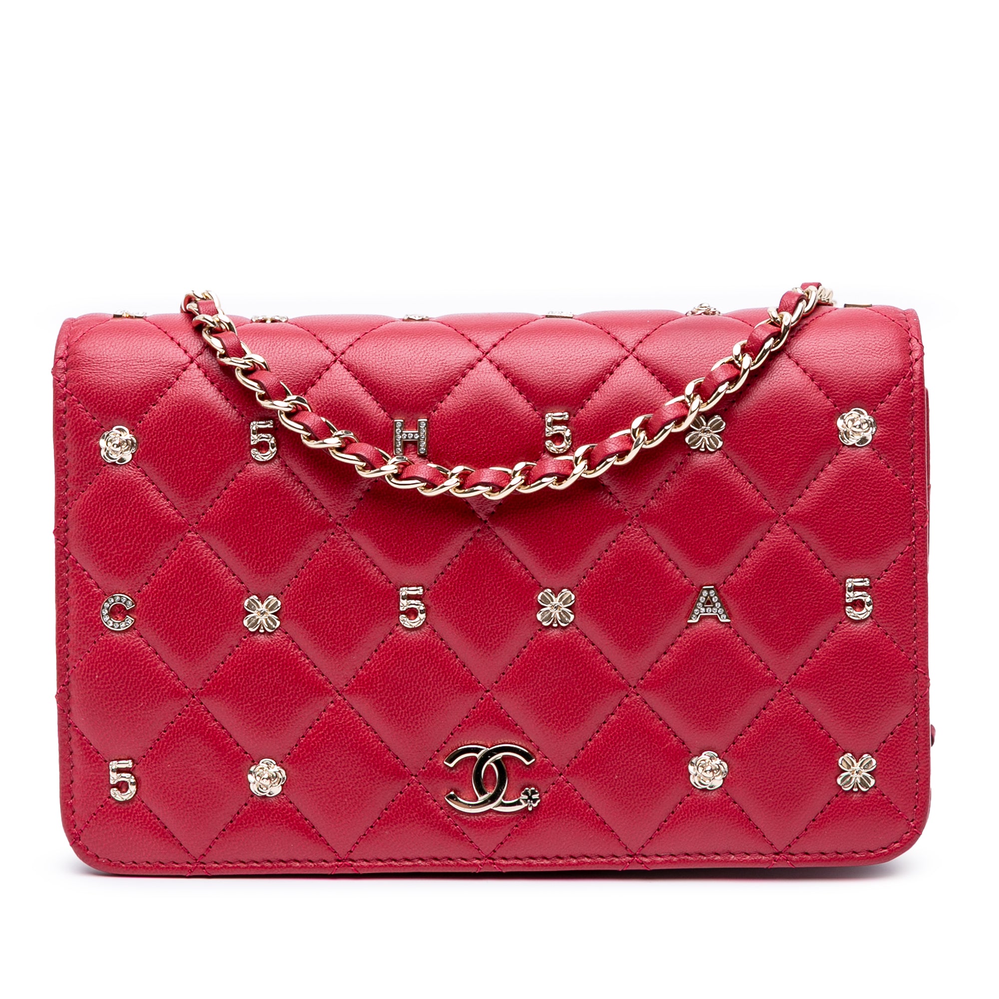 Chanel CC Quilted Lambskin Lucky Charms Wallet On Chain - image 1