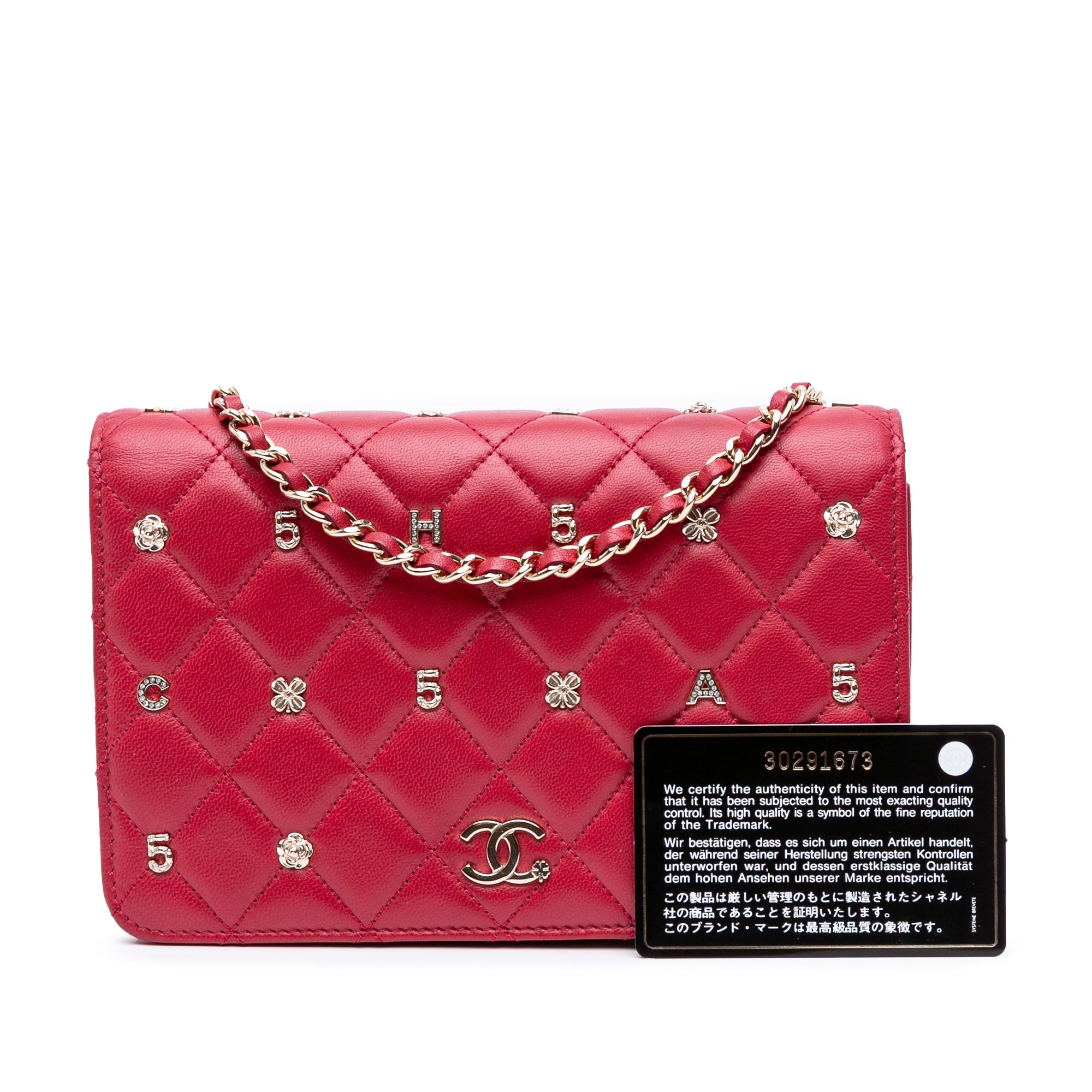 Chanel CC Quilted Lambskin Lucky Charms Wallet On Chain - image 10