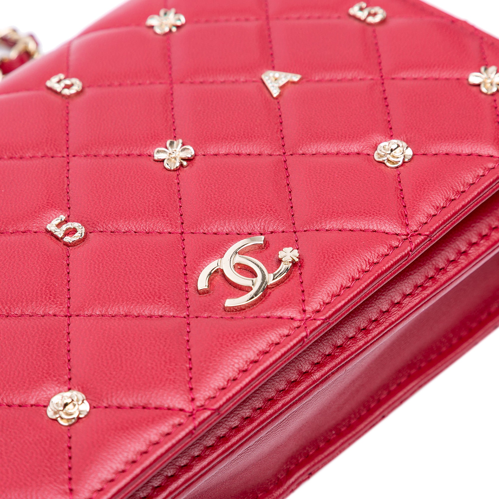 Chanel CC Quilted Lambskin Lucky Charms Wallet On Chain - image 8