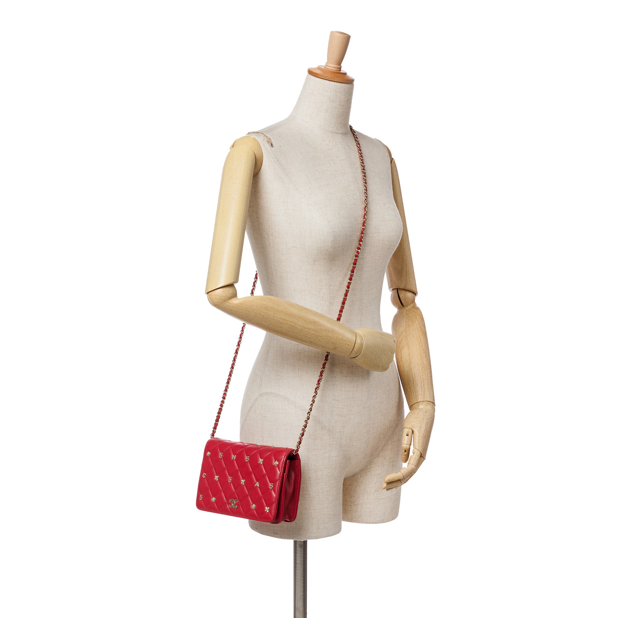 Chanel CC Quilted Lambskin Lucky Charms Wallet On Chain - image 9