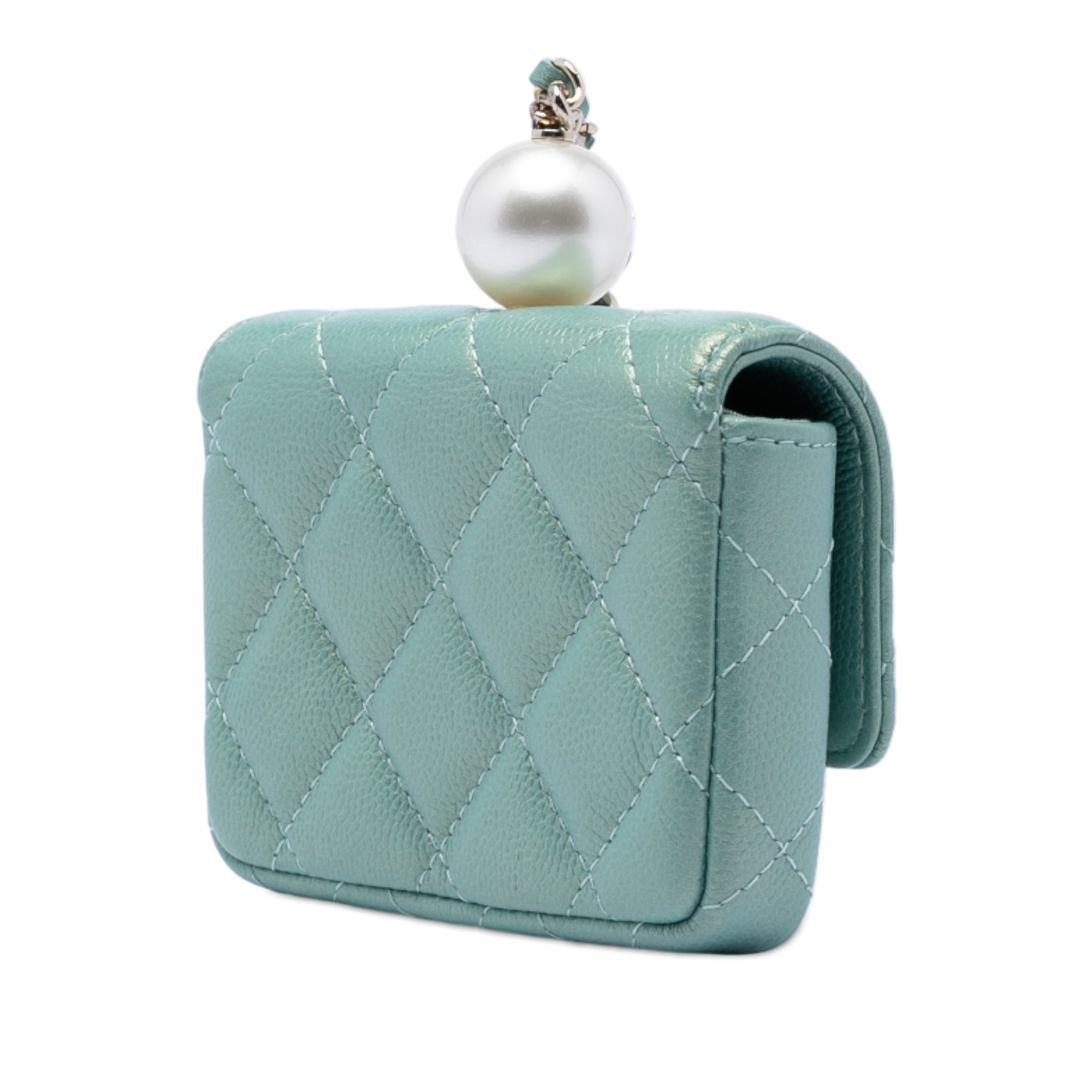 Chanel Iridescent Caviar Pearl On Top Coin Purse With Chain - image 2