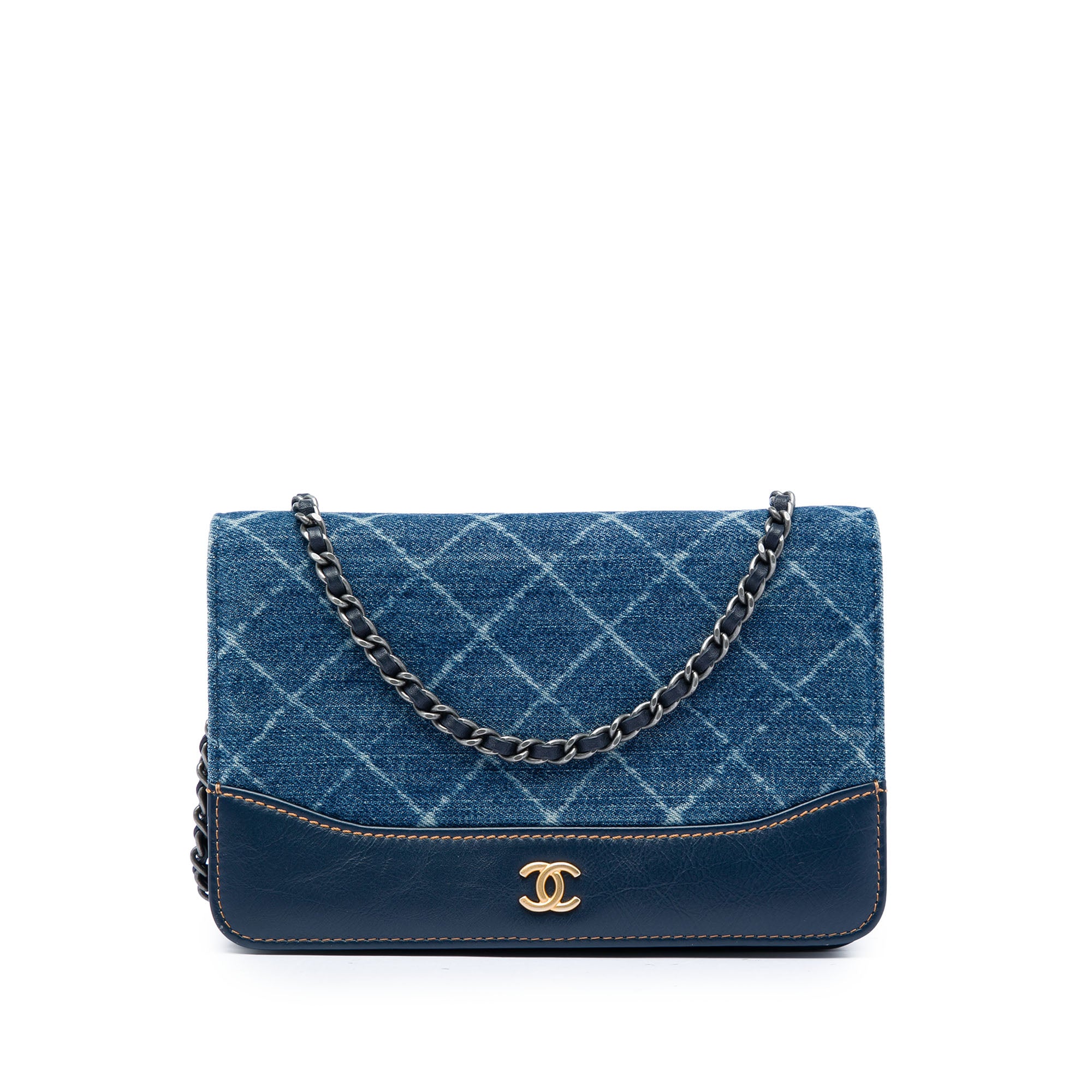 Chanel Printed Denim and Calfskin Gabrielle Wallet On Chain - image 1