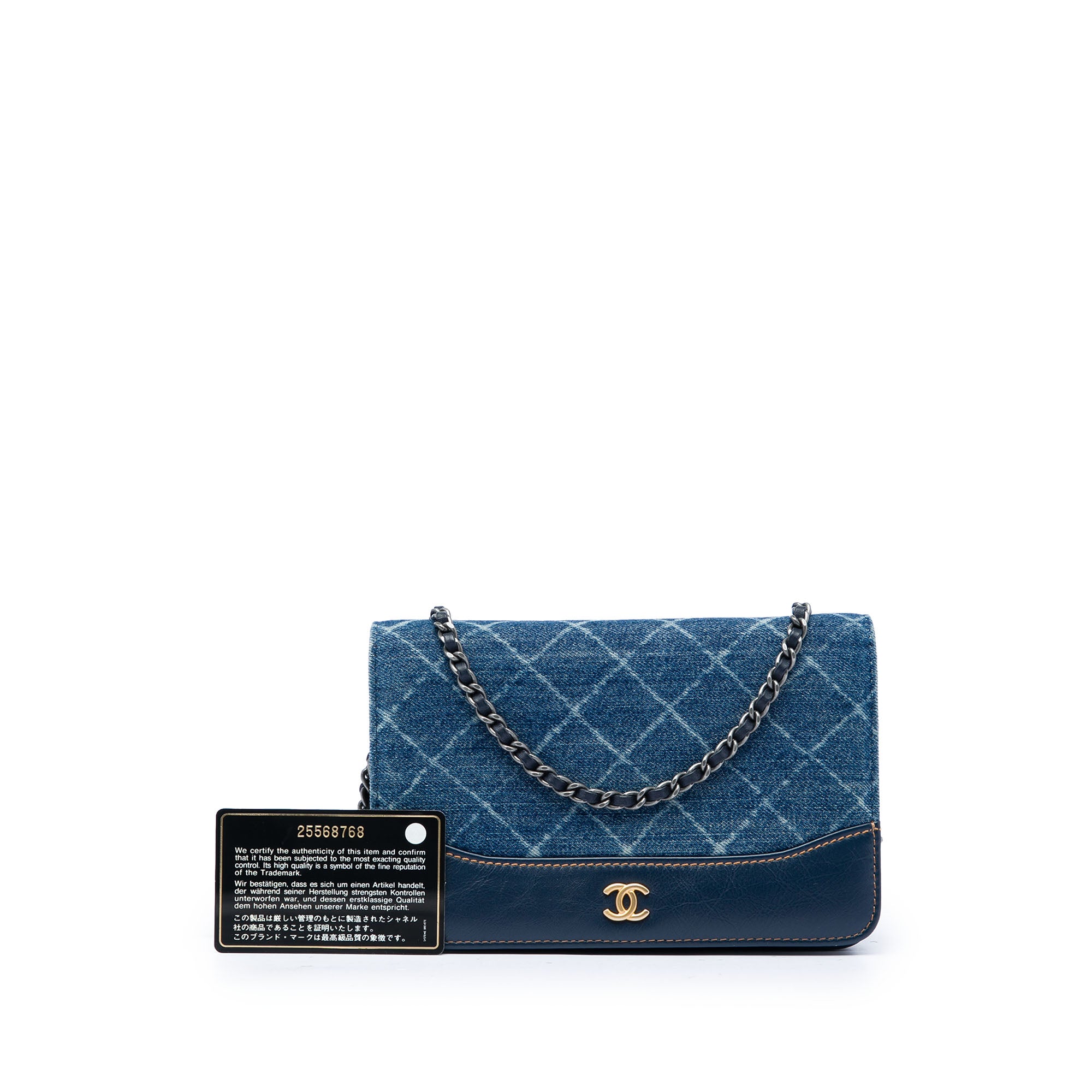 Chanel Printed Denim and Calfskin Gabrielle Wallet On Chain - image 7