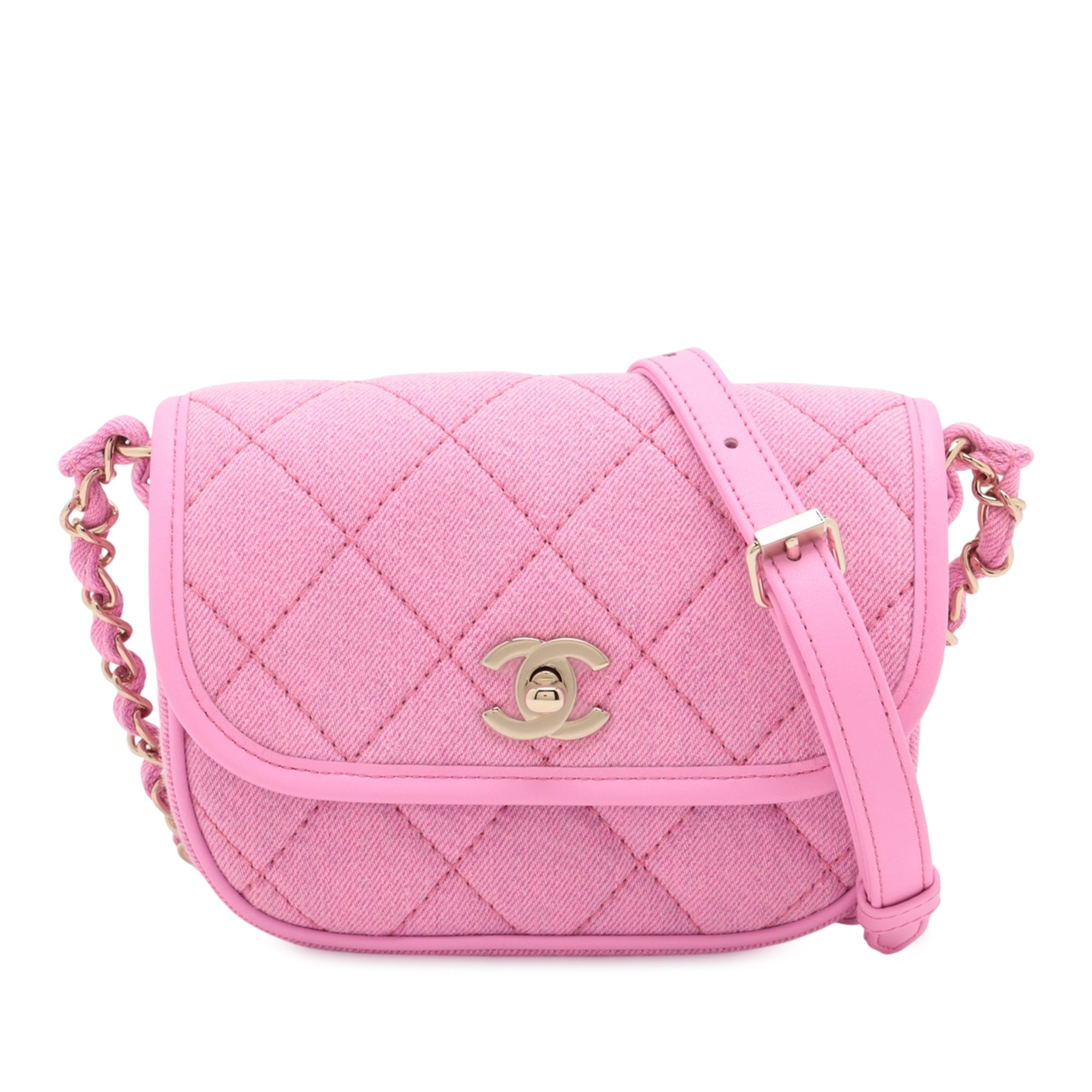 Chanel Mini CC Quilted Denim Messenger Flap - image 1
