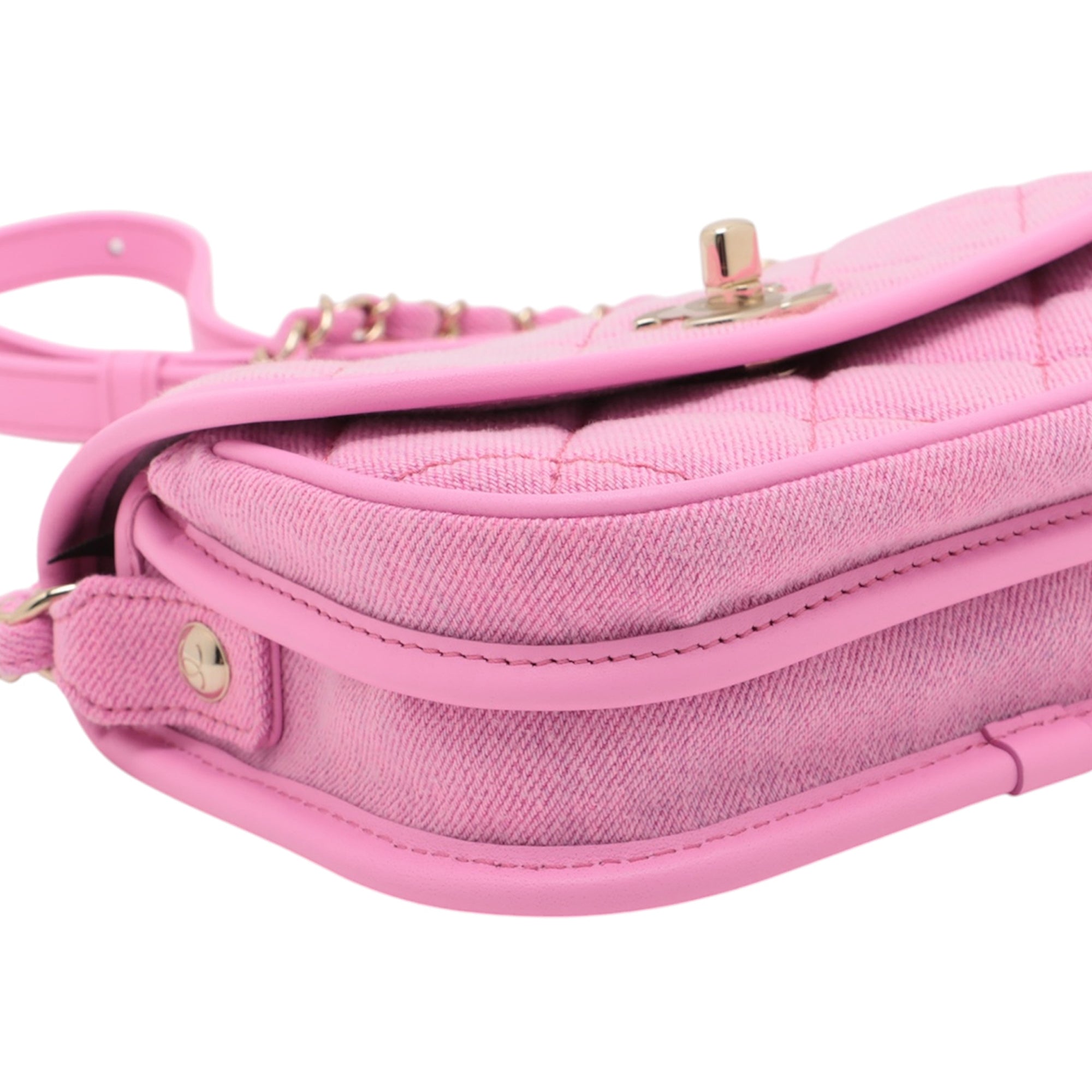 Chanel Mini CC Quilted Denim Messenger Flap - image 9