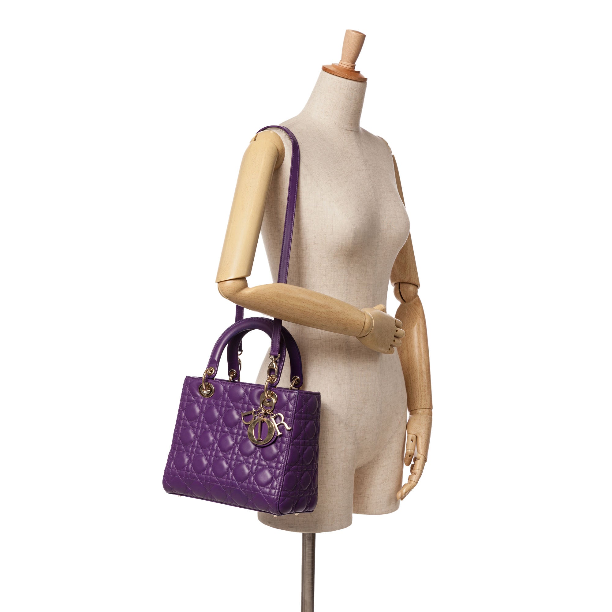 Dior Medium Lambskin Cannage Lady Dior - image 11