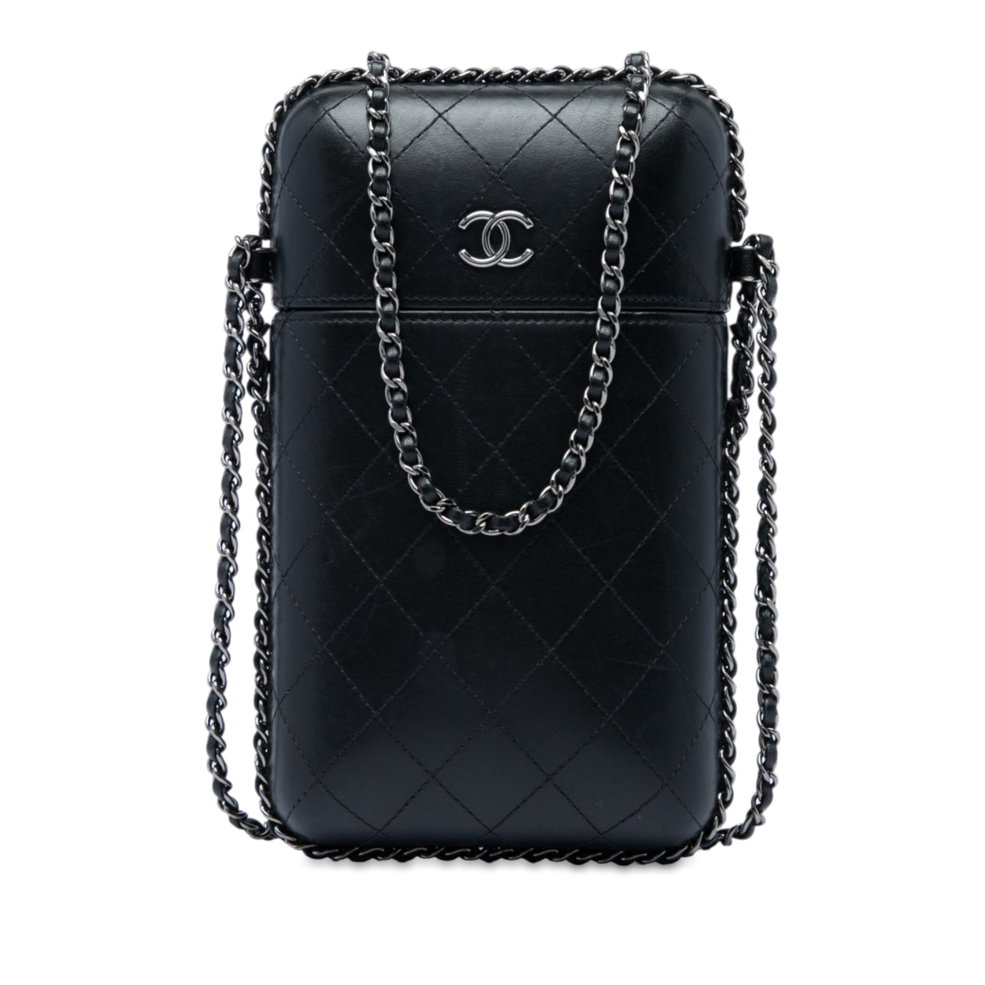 Chanel CC Quilted Lambskin Chain Around Phone Holder - image 1