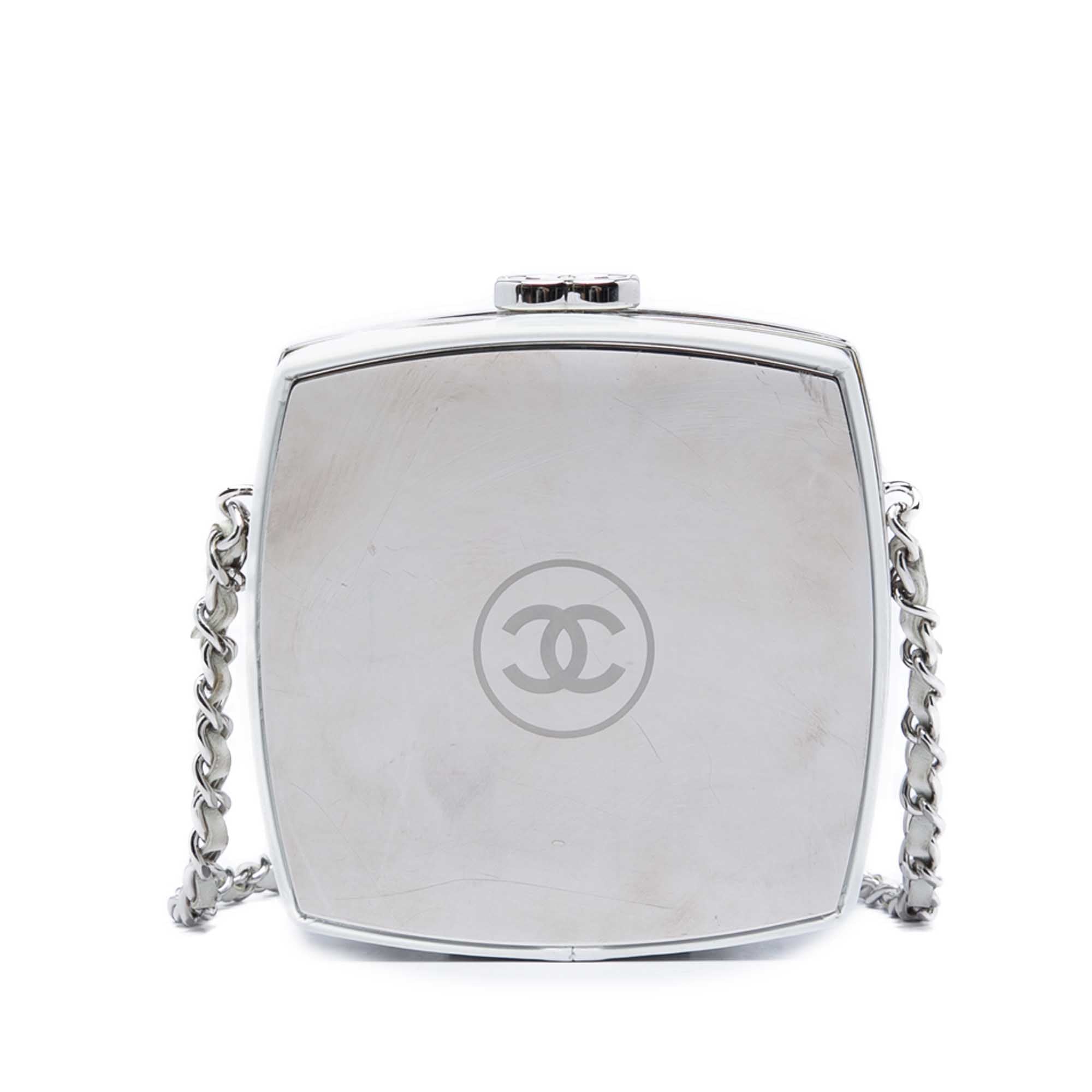 Chanel Patent Goatskin Make Up Box Clutch With Chain - image 1