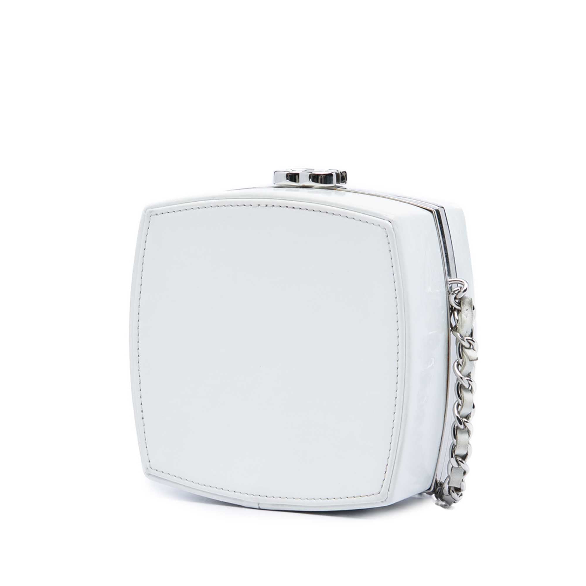 Chanel Patent Goatskin Make Up Box Clutch With Chain - image 2